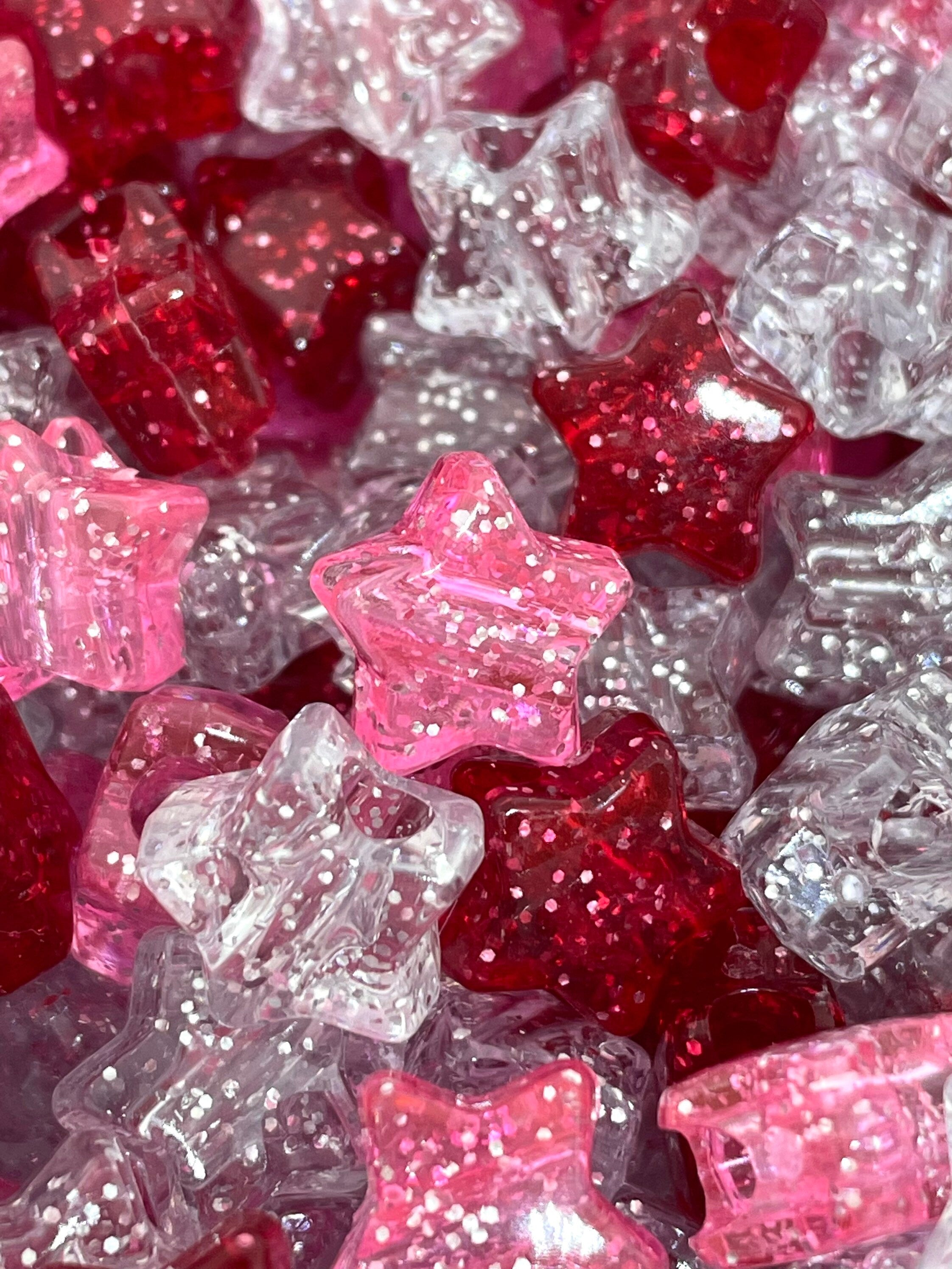 Sparkle Valentine's Day Star Bead Set for Jewelry Making, Glitter Beads, Vday Beads for Bracelet, Valentine's Day Charm
