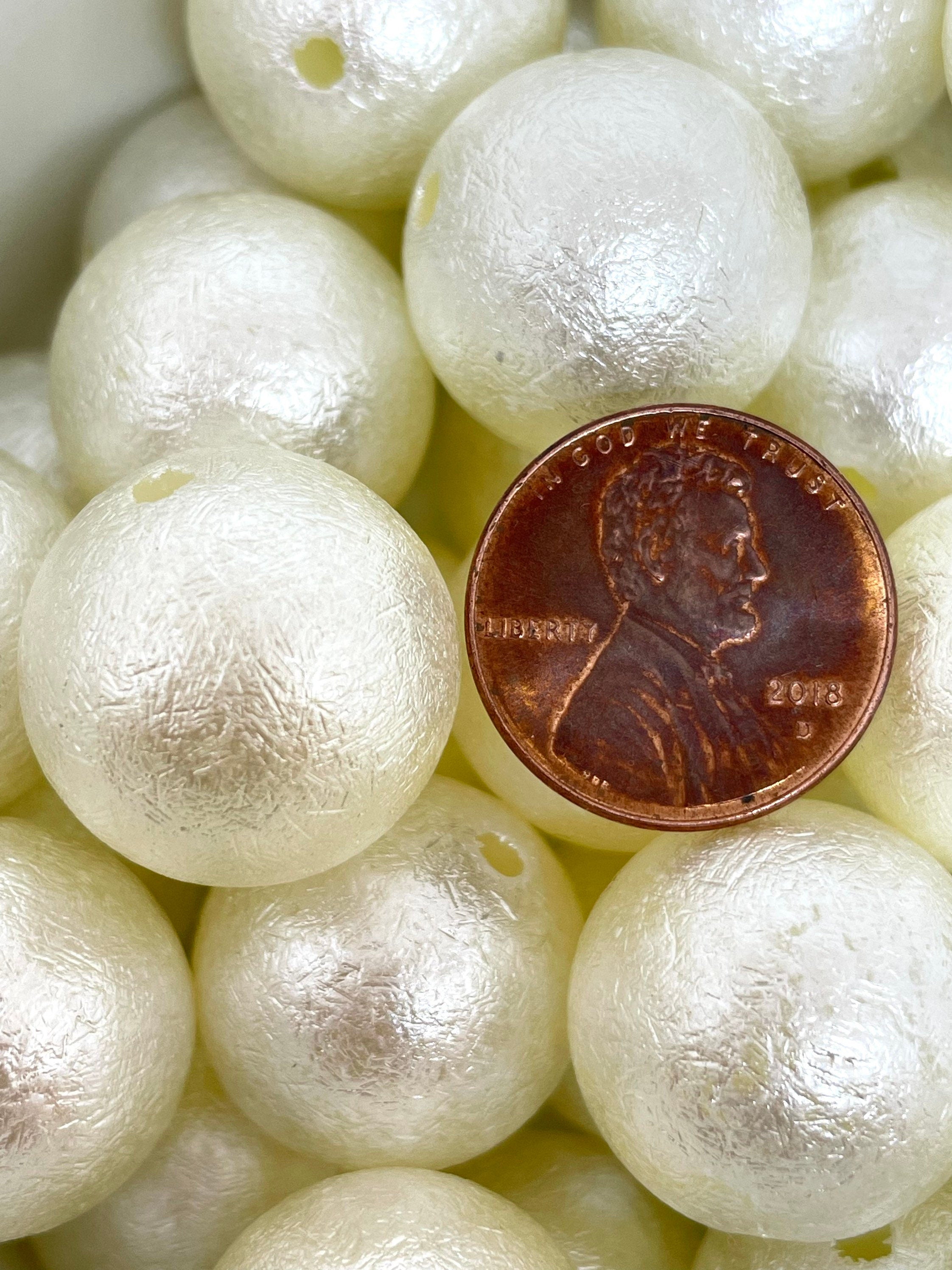 20mm Chunky Textured Ivory Pearl Beads