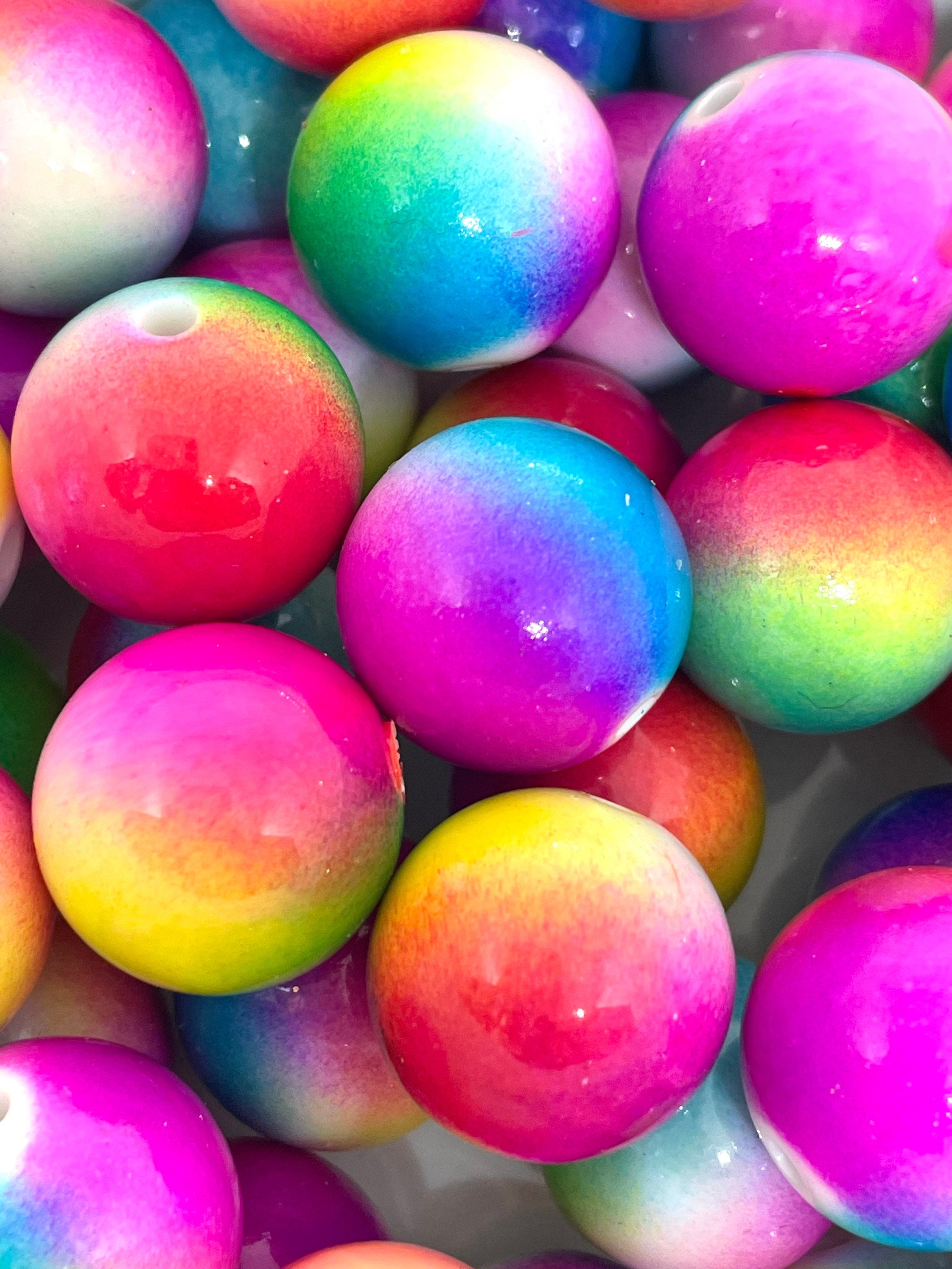 Chunky Rainbow Beads for Jewelry Making, Bright Beads, Large 20mm Beads for Garland, Chunky Jewelry, Decorations, Pride Beads, Statement