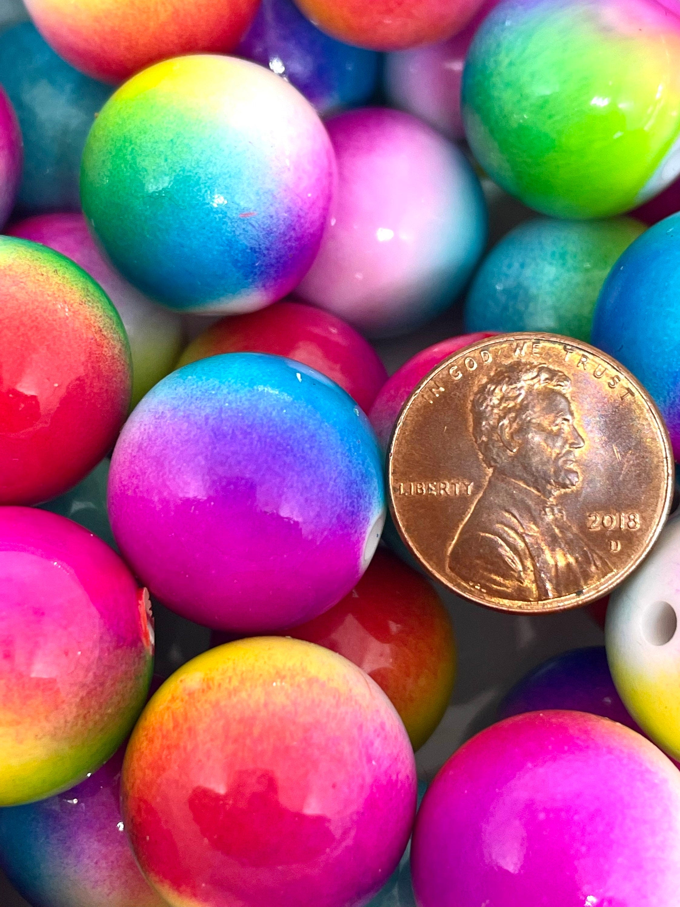 Chunky Rainbow Beads for Jewelry Making, Bright Beads, Large 20mm Beads for Garland, Chunky Jewelry, Decorations, Pride Beads, Statement