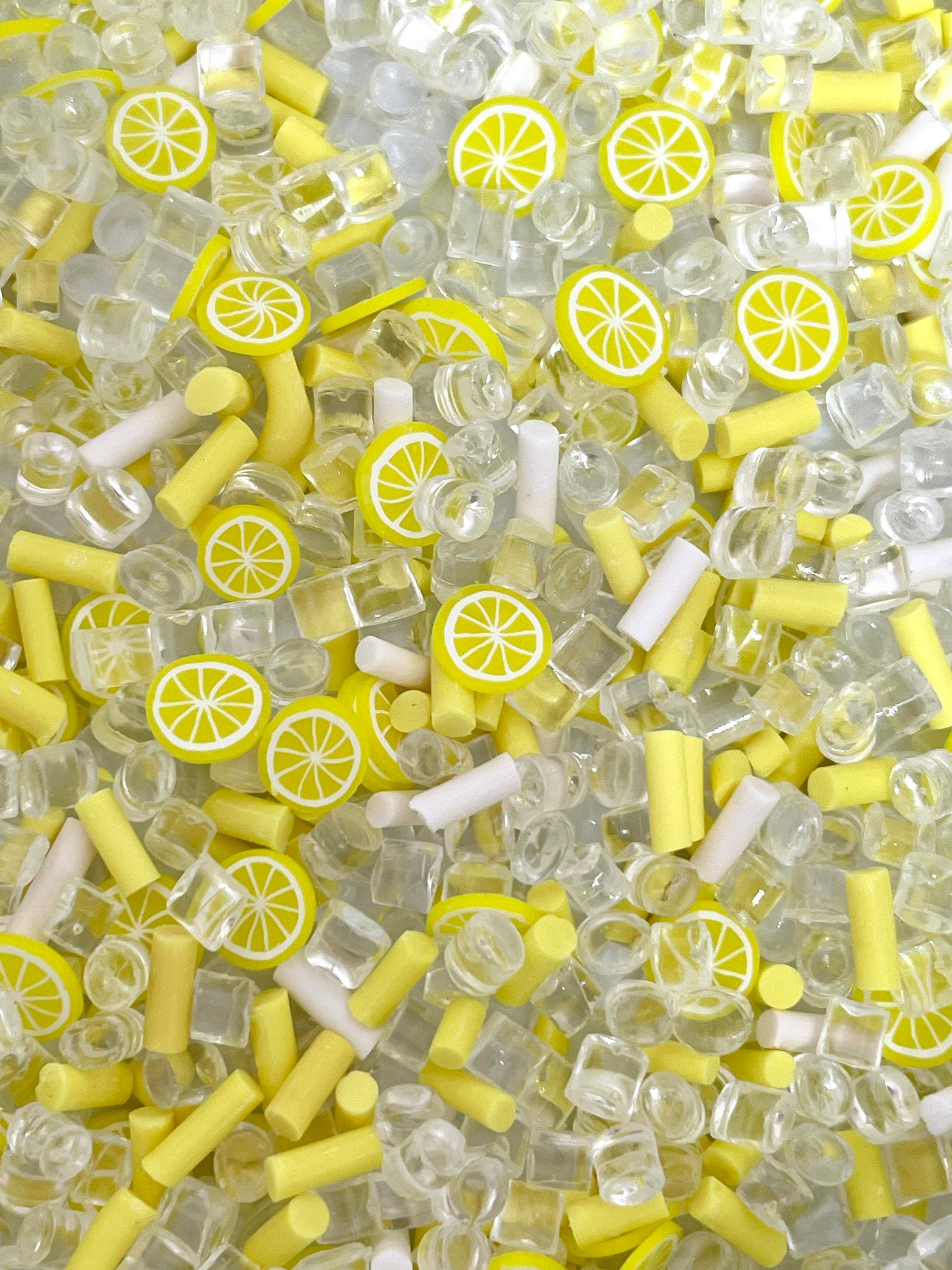 Lemonade Fake Sprinkle Mix, Slime Toppings, Faux Sprinkles, Decoden, Nail Art, Clay Confetti