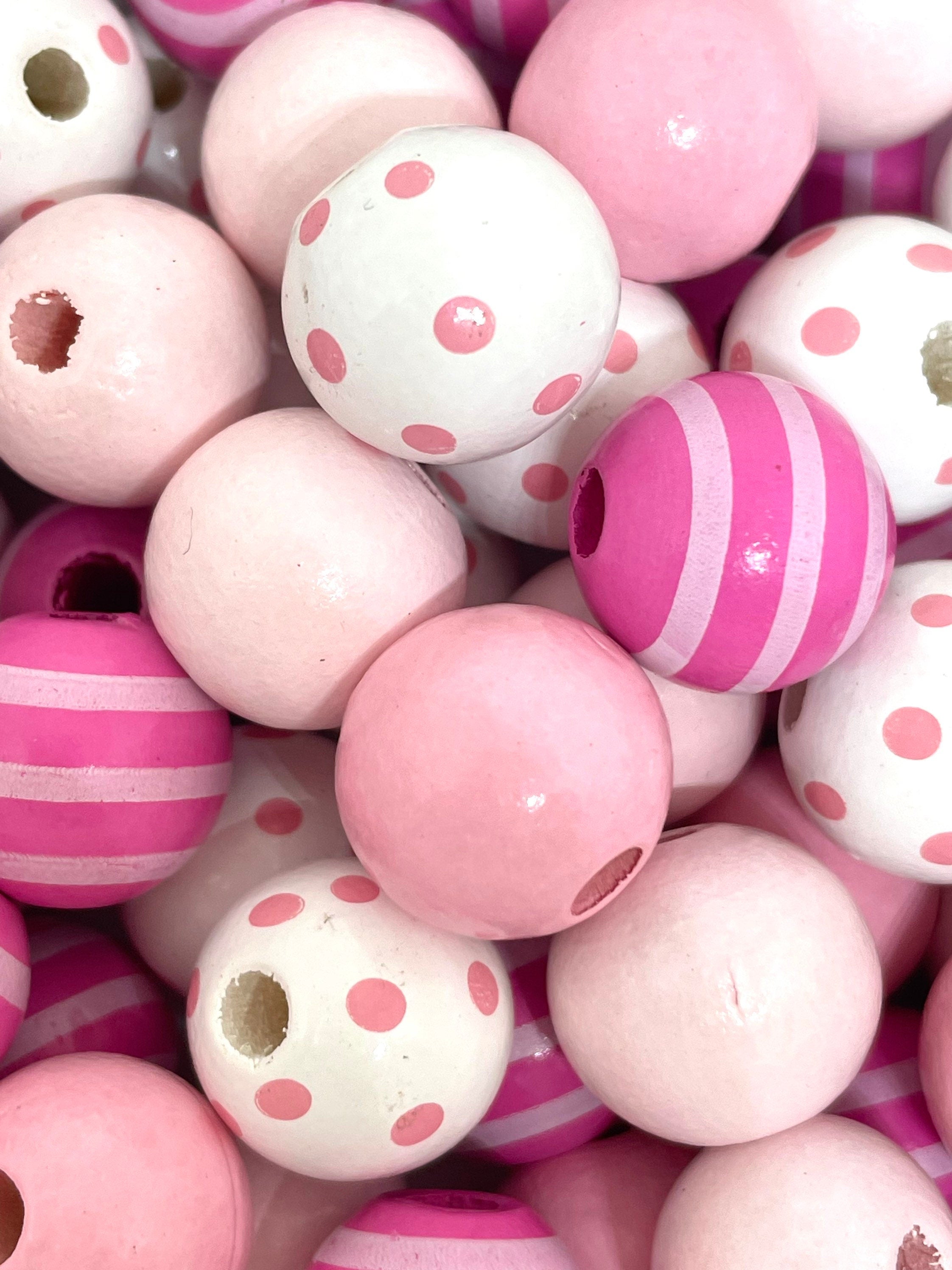 Cute Wood Valentine's Day Beads for Garland, Decorations, Vday Beads, Wooden Beads for Macrame