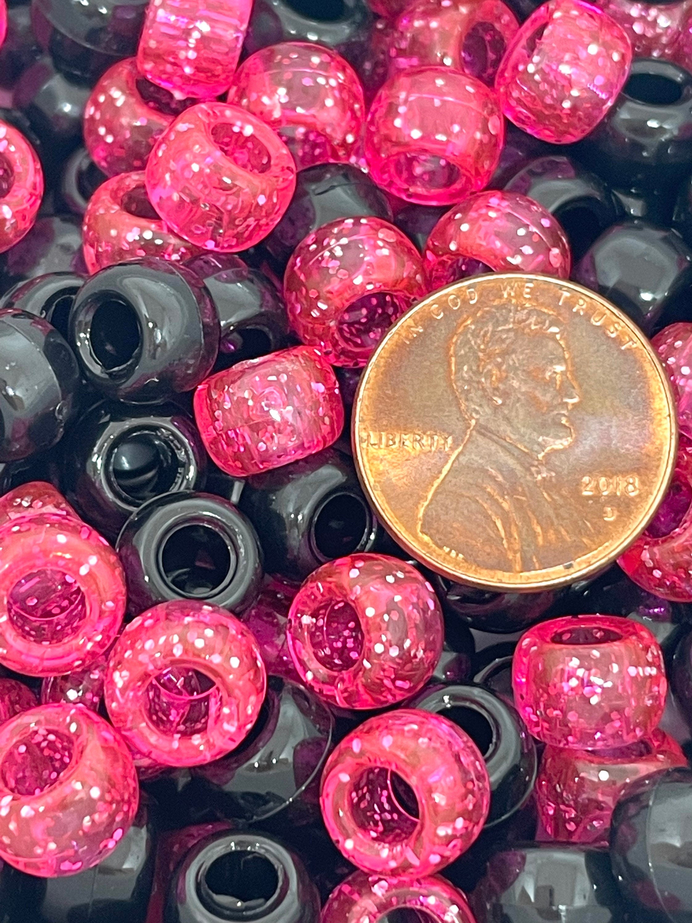 Magenta and Black Goth Girl Kandi Beads, Gothic Beads, Gothic Lolita, EDC Beads, Festival Beads for Jewelry Making, Rave Beads
