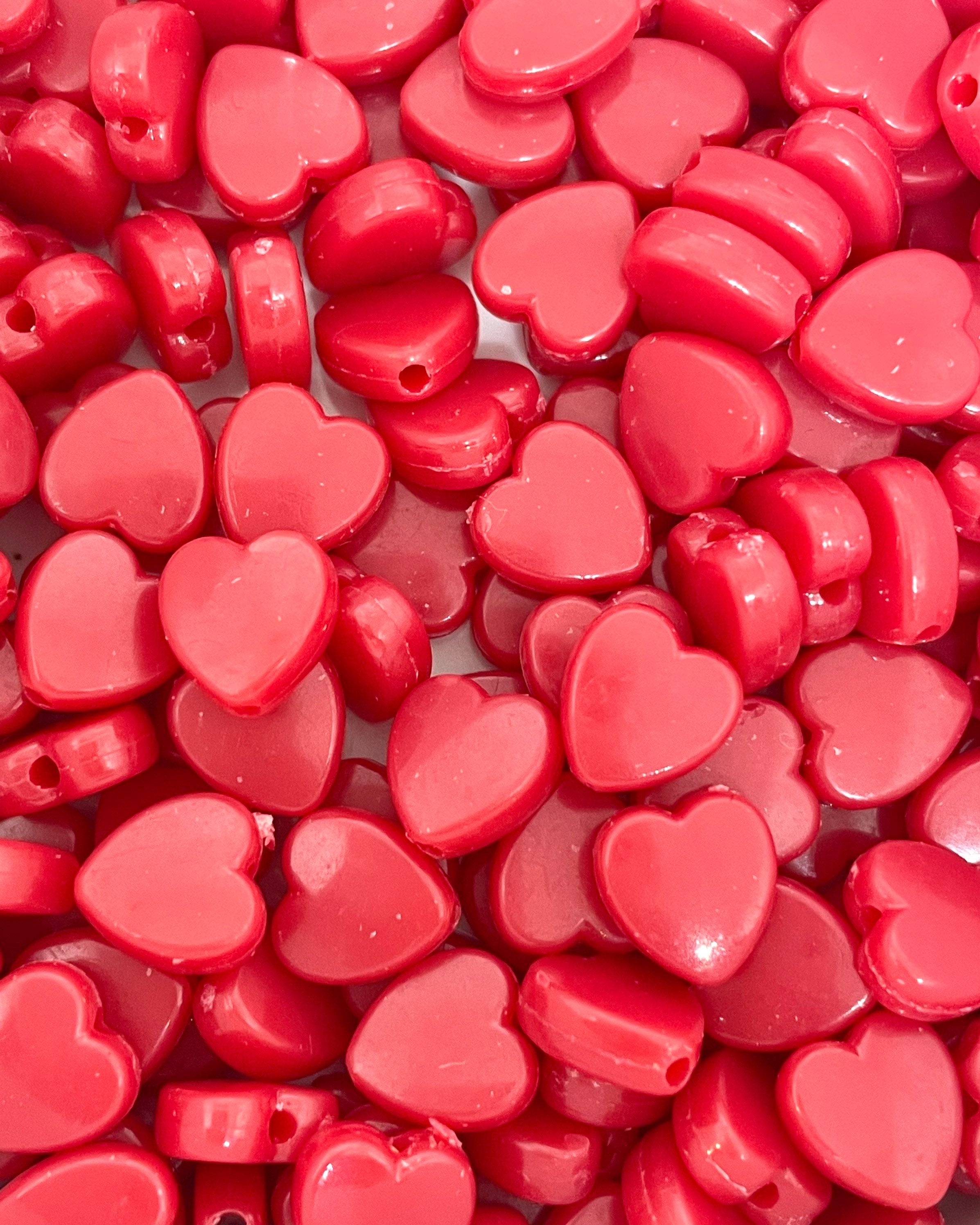 Red Heart Beads for Valentine's Day, Red Beads, Red Hot Candy Beads for Jewelry Making, Valentine's Day Beads, Bright Beads, Colorful beads