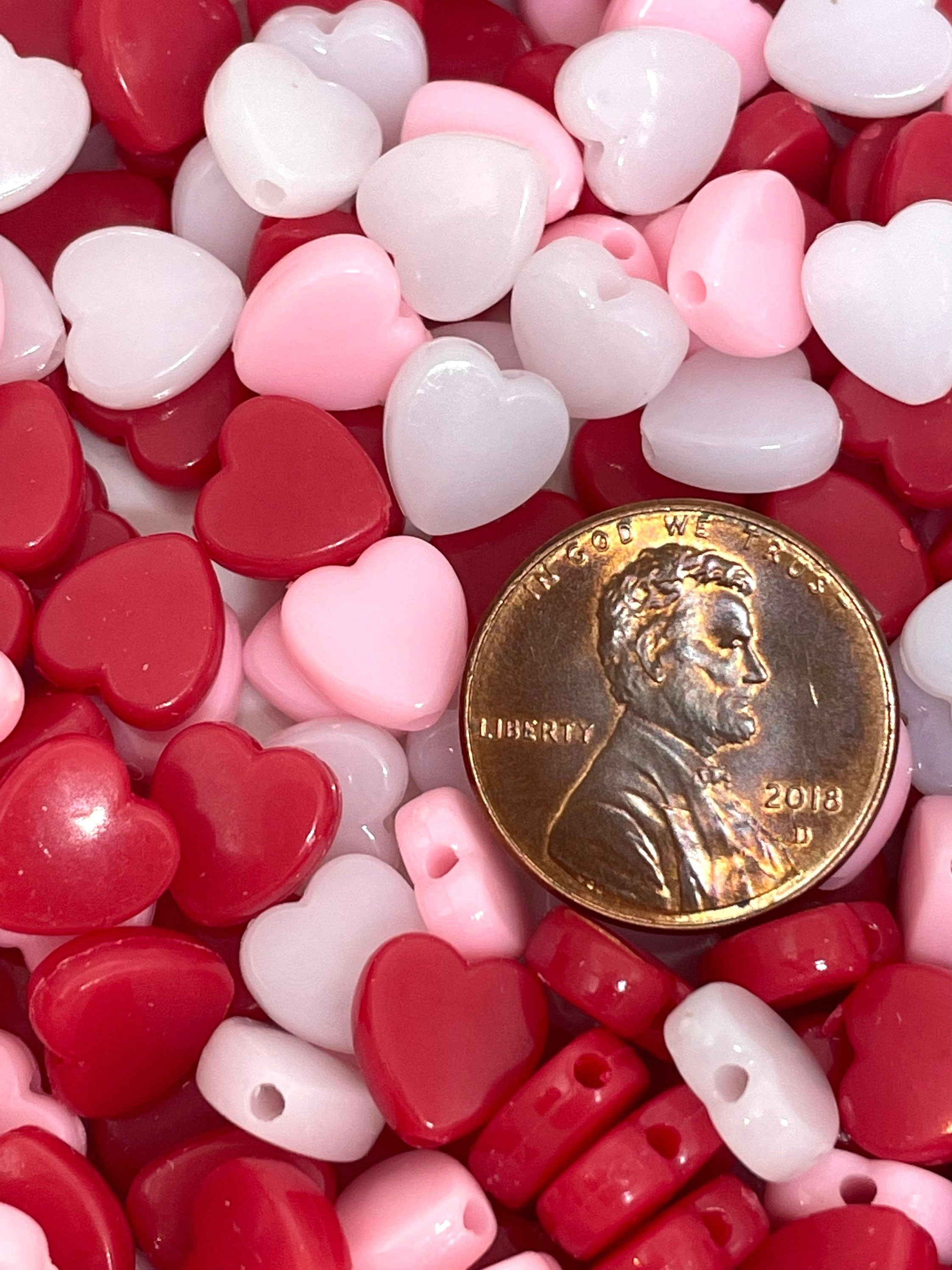 Red Heart Beads for Valentine's Day, Red Beads, Red Hot Candy Beads for Jewelry Making, Valentine's Day Beads, Bright Beads, Colorful beads