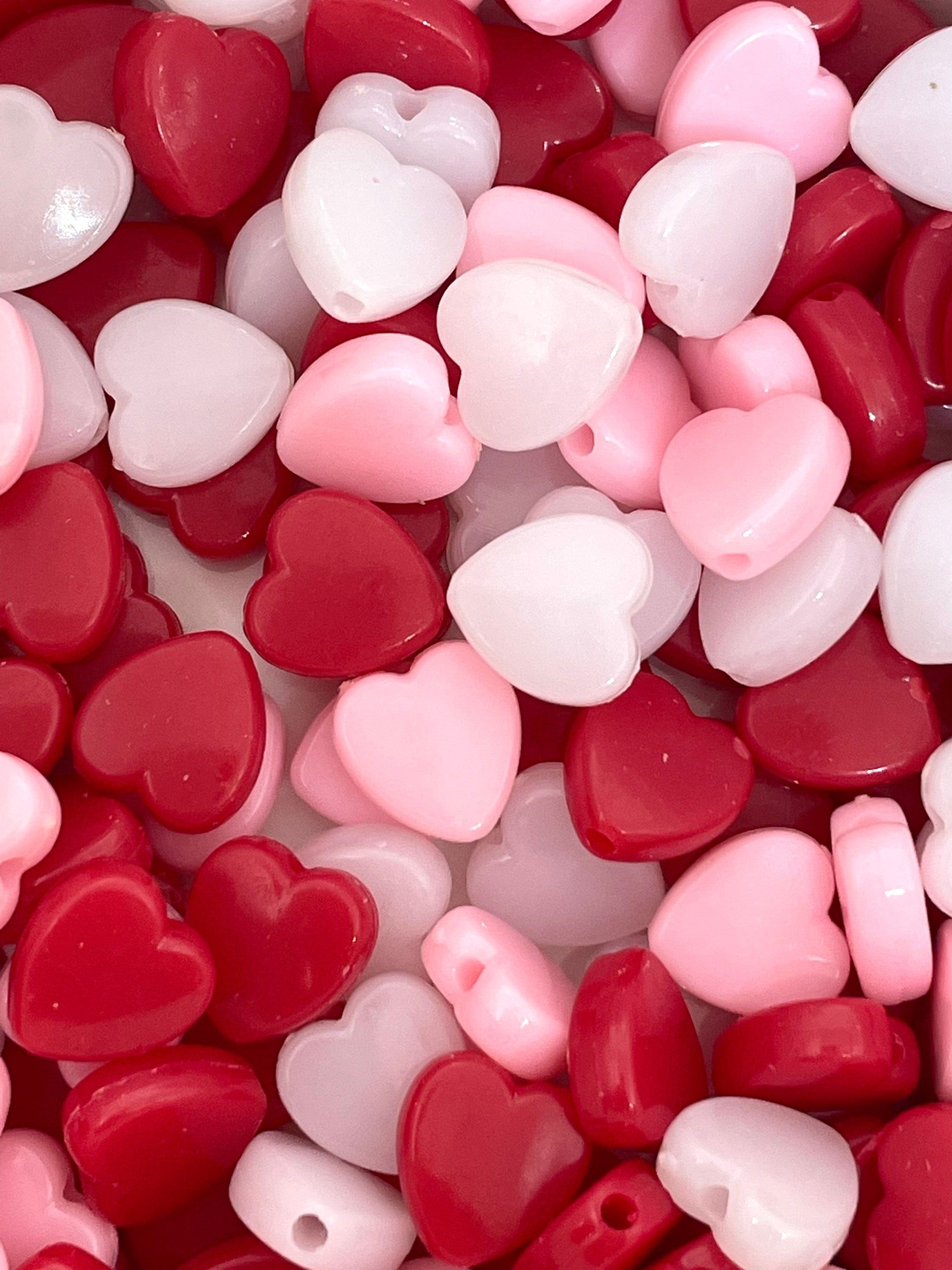 Red Heart Beads for Valentine's Day, Red Beads, Red Hot Candy Beads for Jewelry Making, Valentine's Day Beads, Bright Beads, Colorful beads