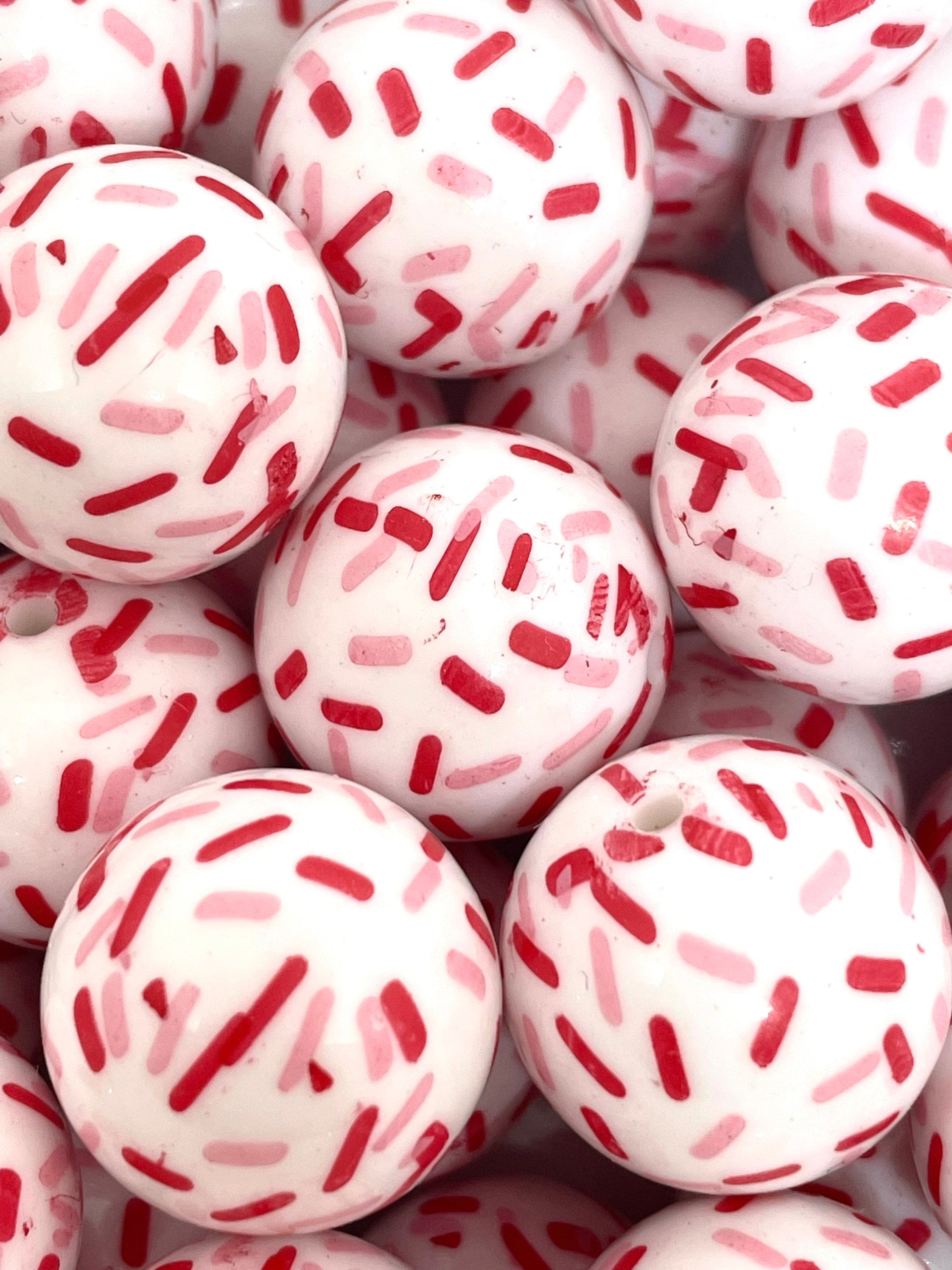 Valentine's Day Sprinkles Beads, Sugar Cookie Chunky Beads for Jewelry Making, Candy Beads, 20mm Large Beads