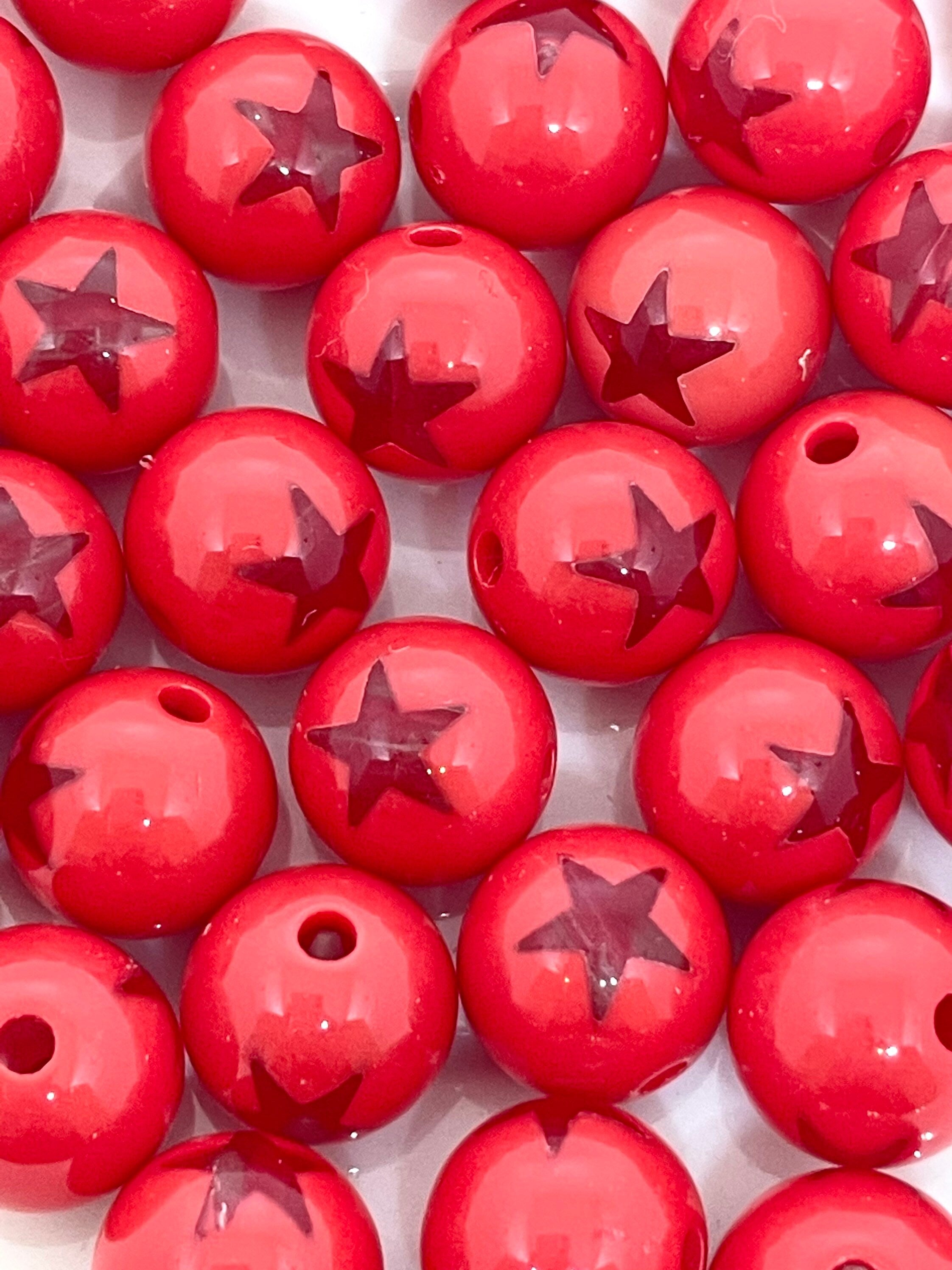 12mm Chunky Red Star Beads