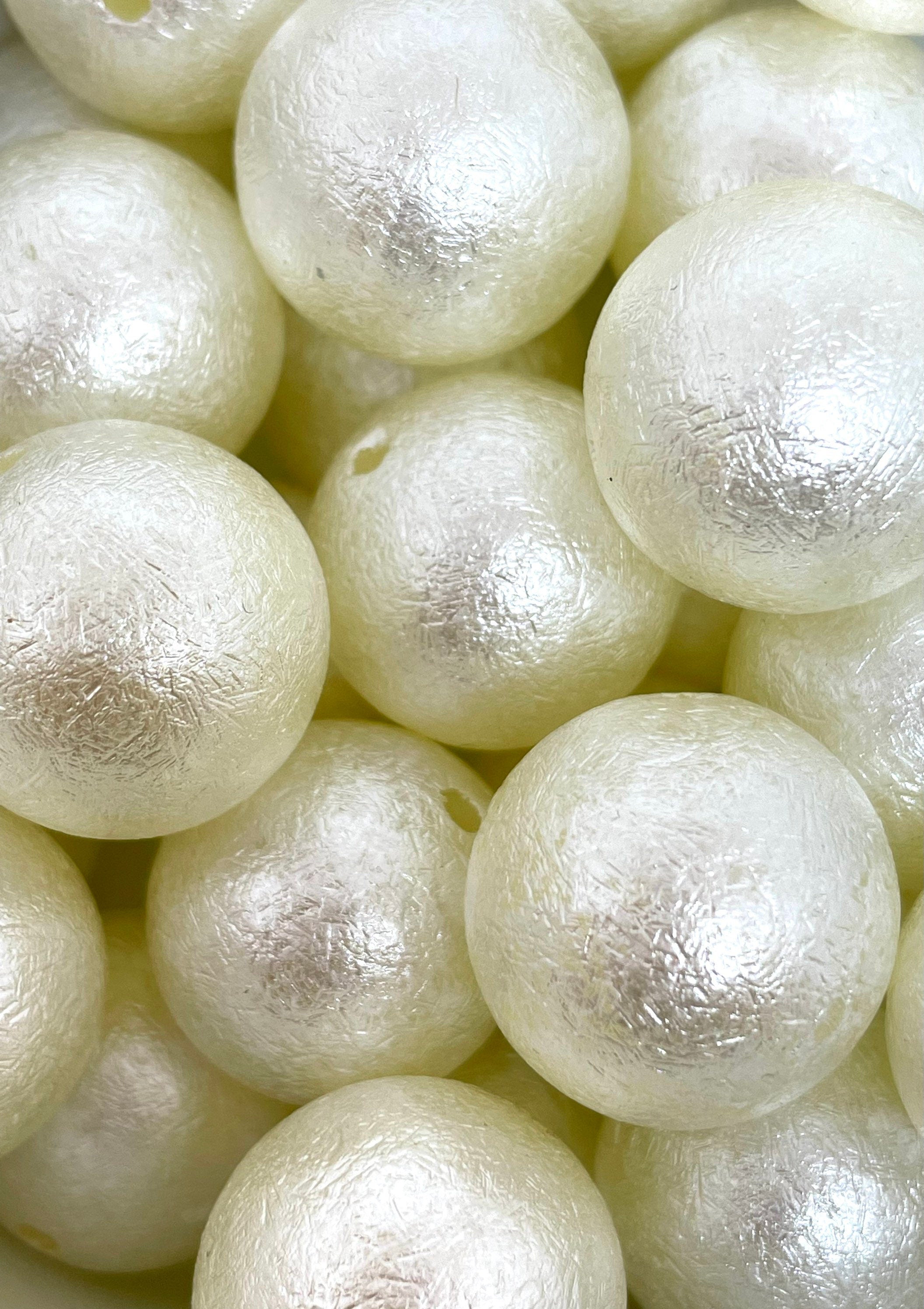 20mm Chunky Textured Ivory Pearl Beads