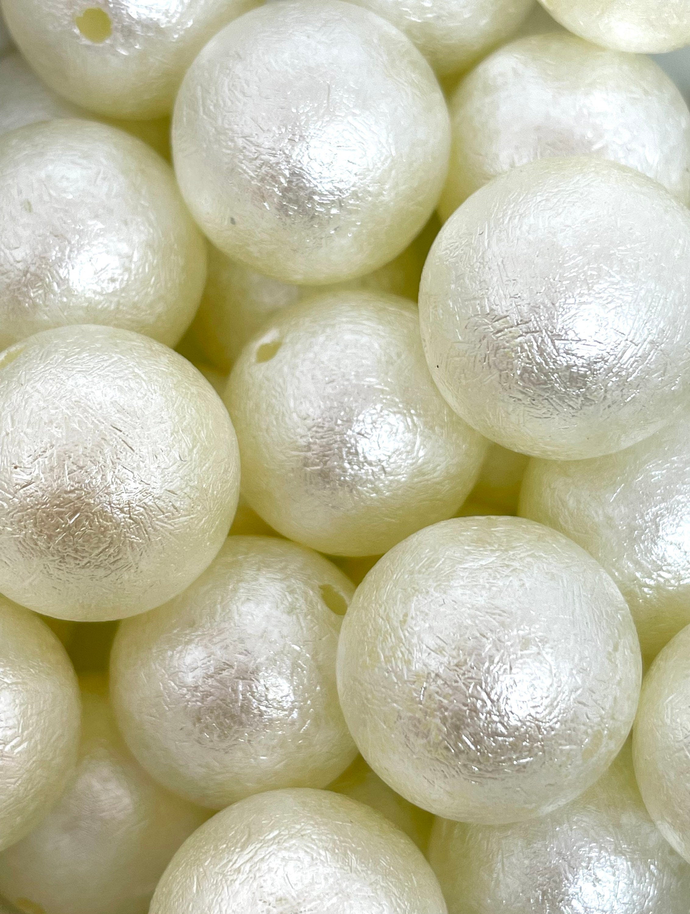 20mm Chunky Textured Ivory Pearl Beads