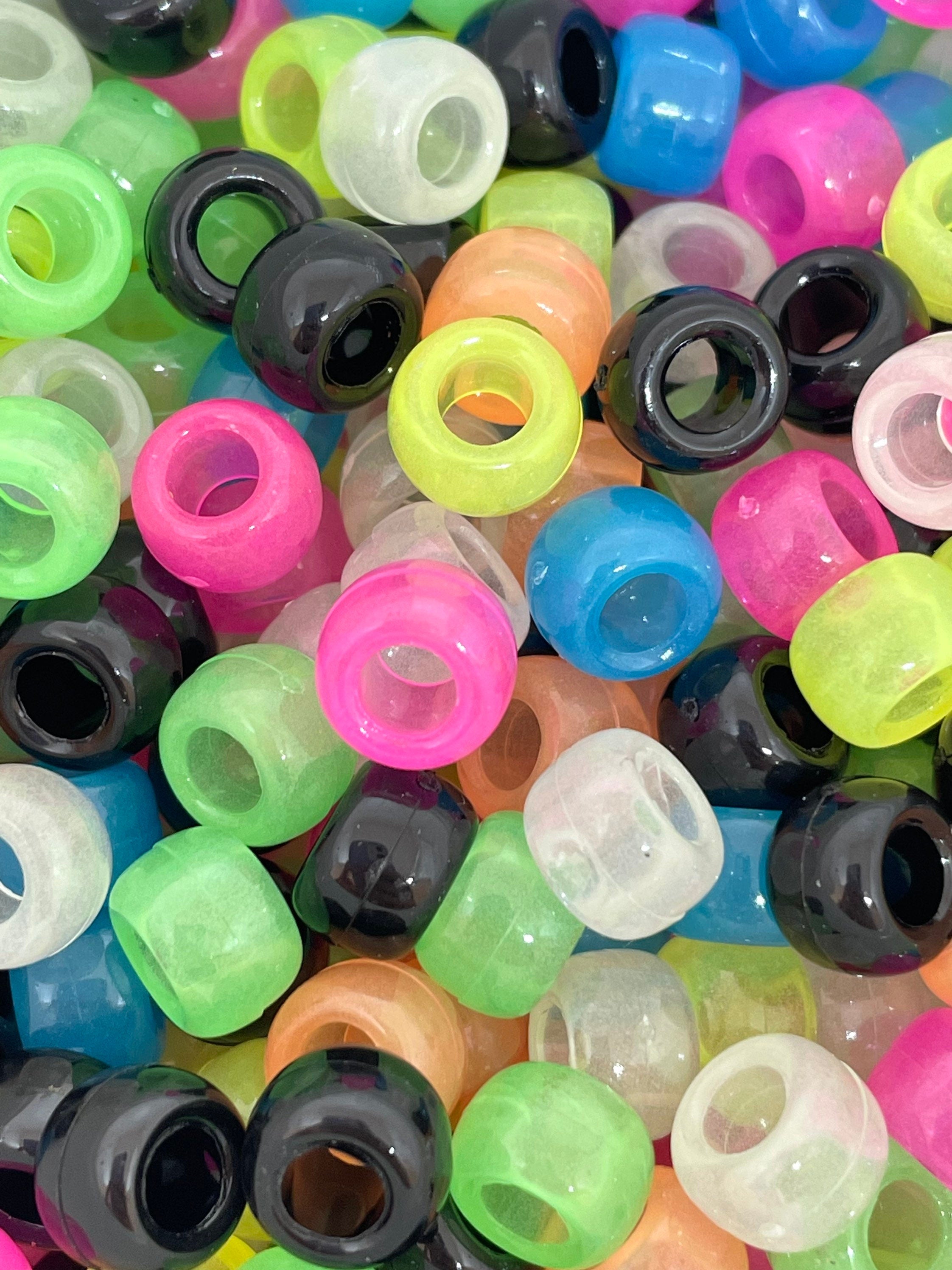 Clear Neon Pony Beads for Jewelry Making, Kandi Bracelets, Rave Beads, EDC, Goth Beads, Gothic Lolita Jewelry, Halloween Beads
