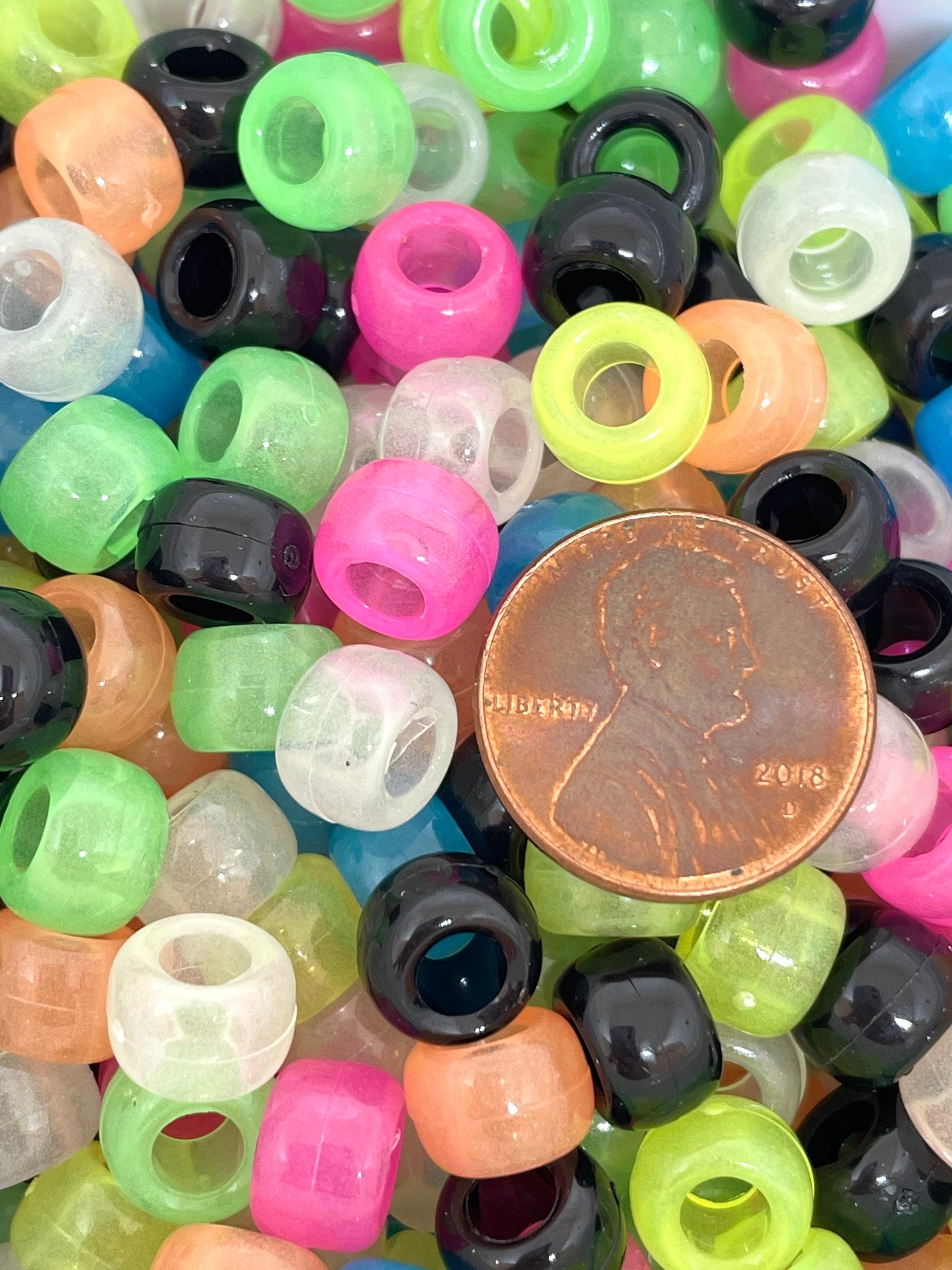 Clear Neon Pony Beads for Jewelry Making, Kandi Bracelets, Rave Beads, EDC, Goth Beads, Gothic Lolita Jewelry, Halloween Beads