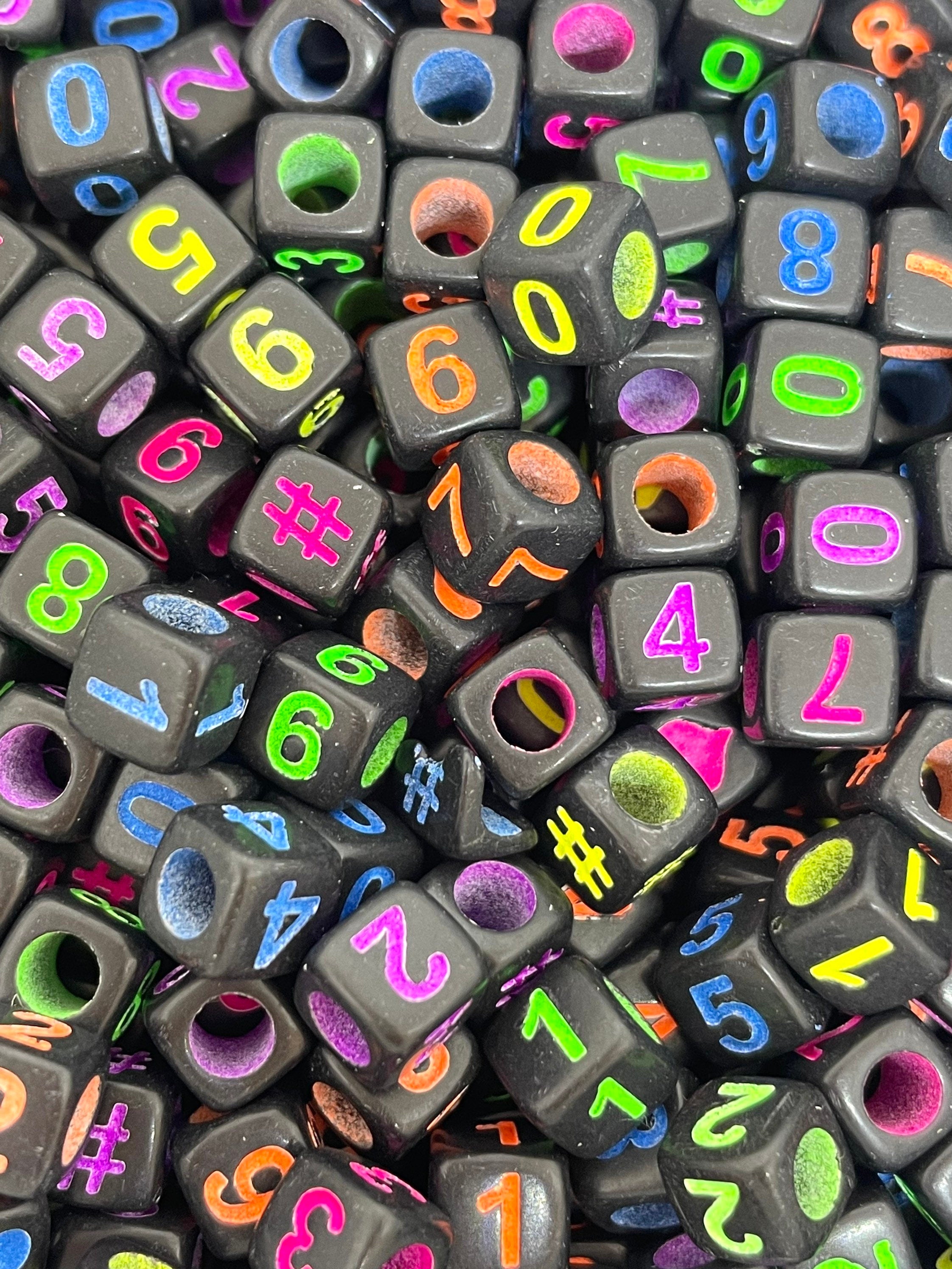 Neon Numbers for Letter Jewelry, Alphabet Beads, Word Jewelry, Name Bracelet, Letter Beads, Neon Spacer Beads