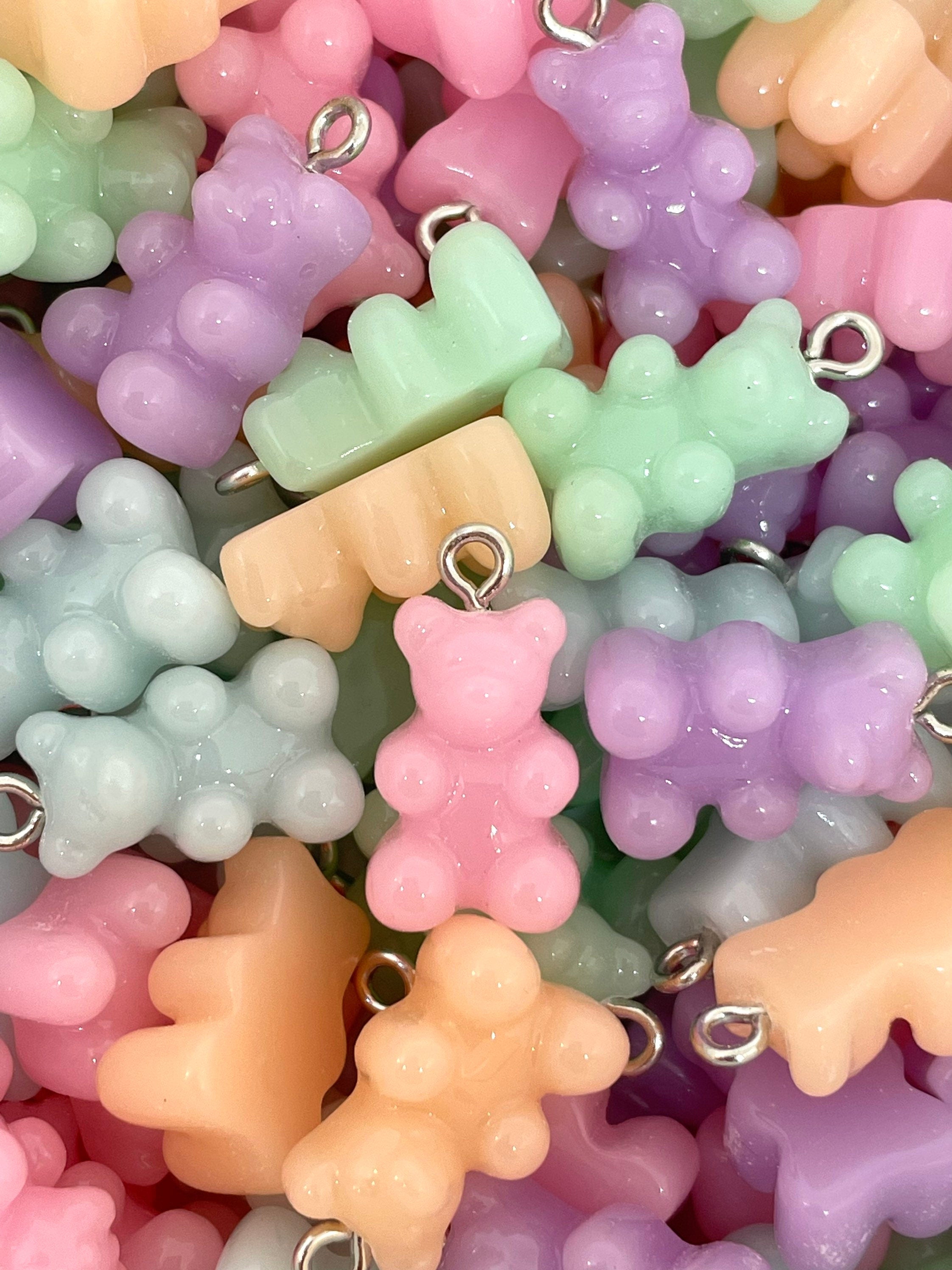 Pastel Gummy Bear Charm, Resin Gummy Bears for Jewelry Making, Gummy Bear Necklace, Pastel Gummy Bear Beads, Fake Candy, Resin Charms