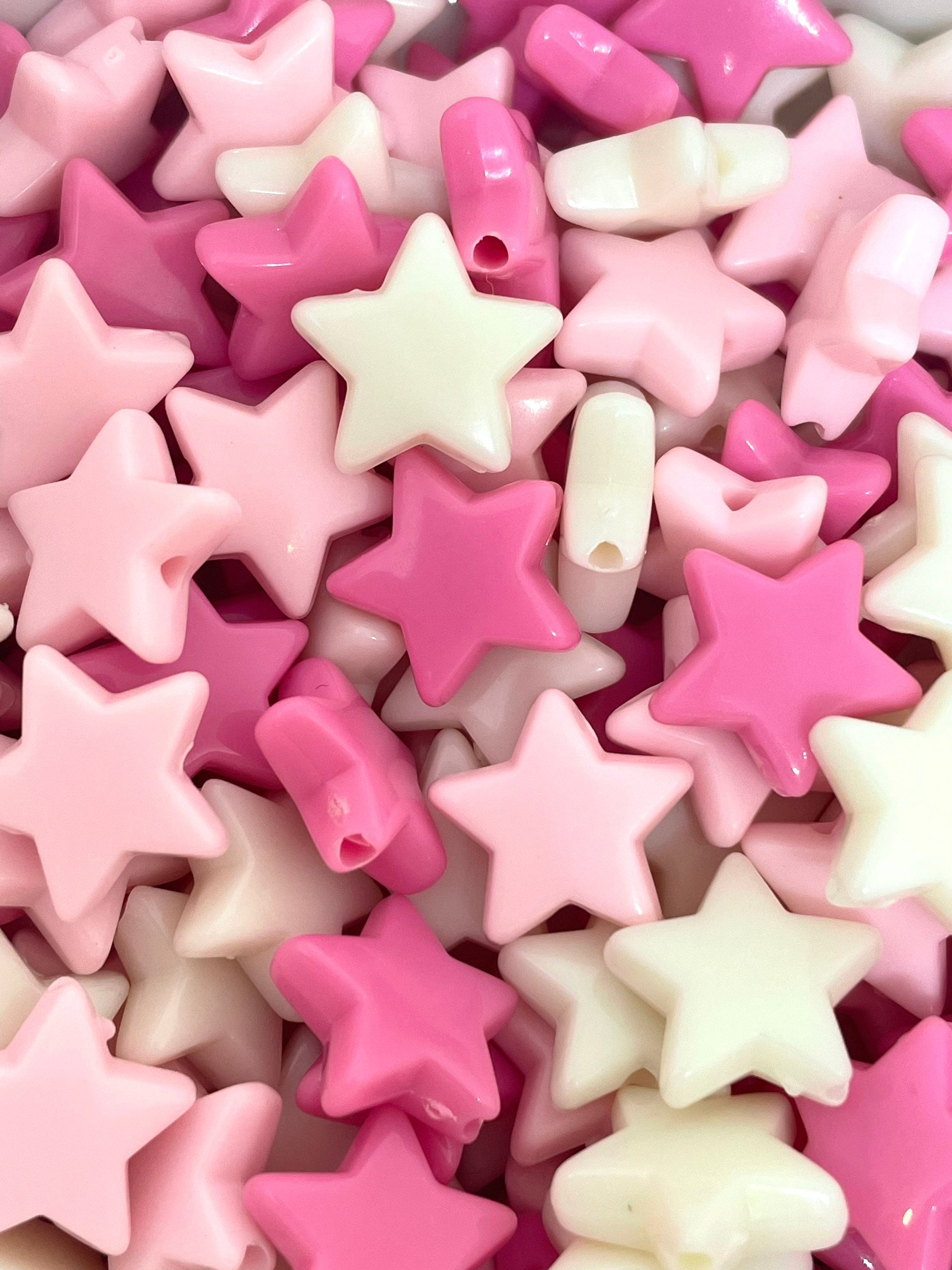 Strawberries and Cream Star Bead Assortment, Cutie Beads for Valentine's Day, Kandi Star Bead Set for Jewelry Making, Star Shaped Beads