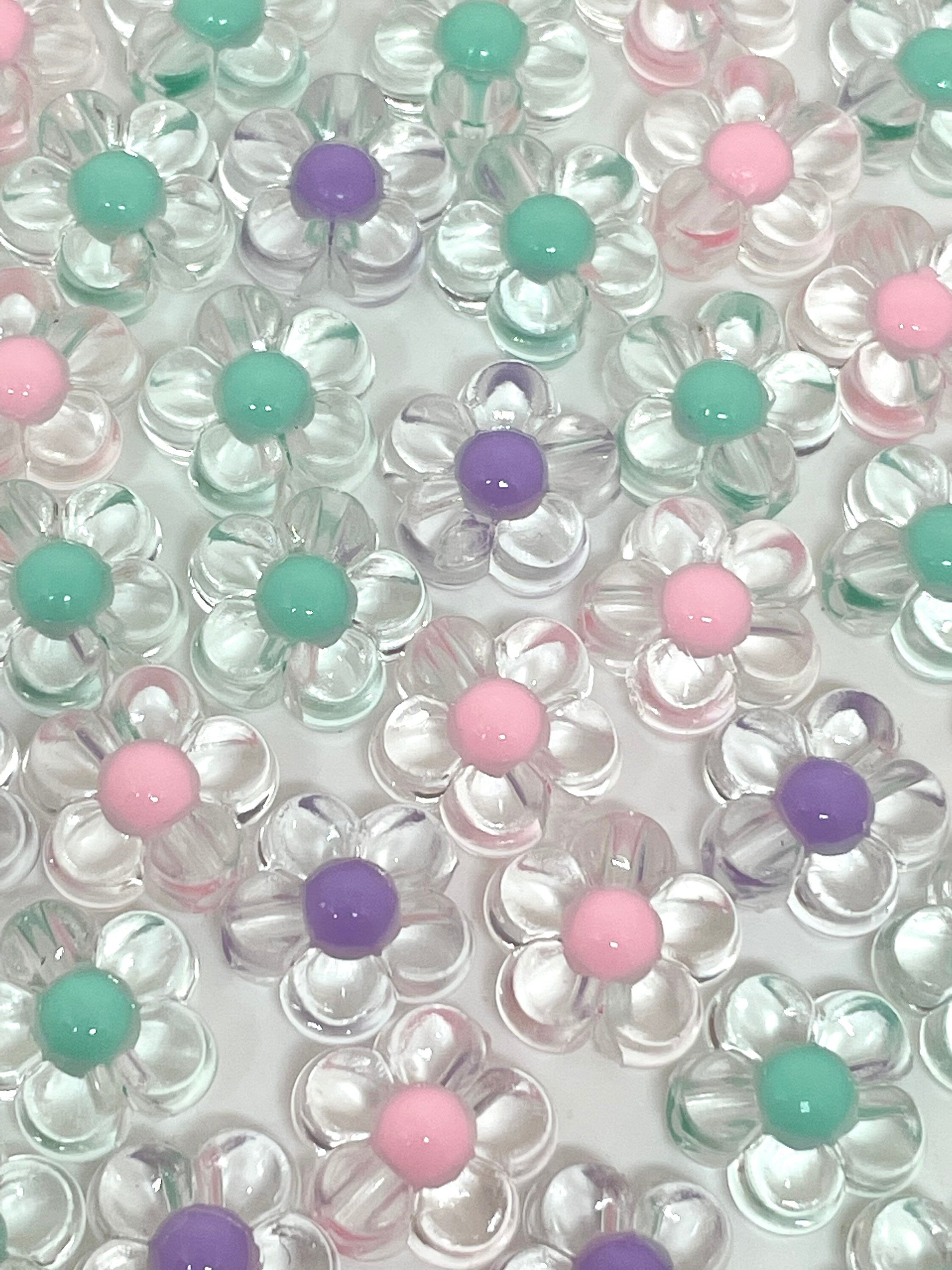 Daisy Flower Beads Pastel Mix, Cute Translucent Beads for Jewelry Making, Daisy Beads, Daisy Charm, Daisy Pendant, Easter Beads