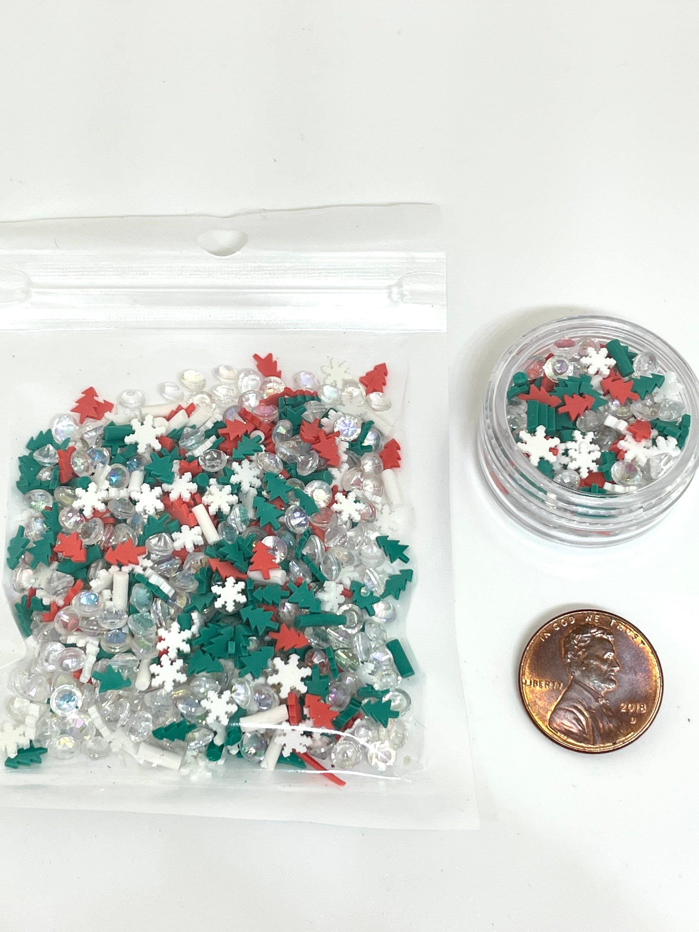 Christmas Sprinkle Mix for Slime, Nail Art, Xmas Decorations, Slime Mixers, Fake Sprinkles for Fake Food, Desserts