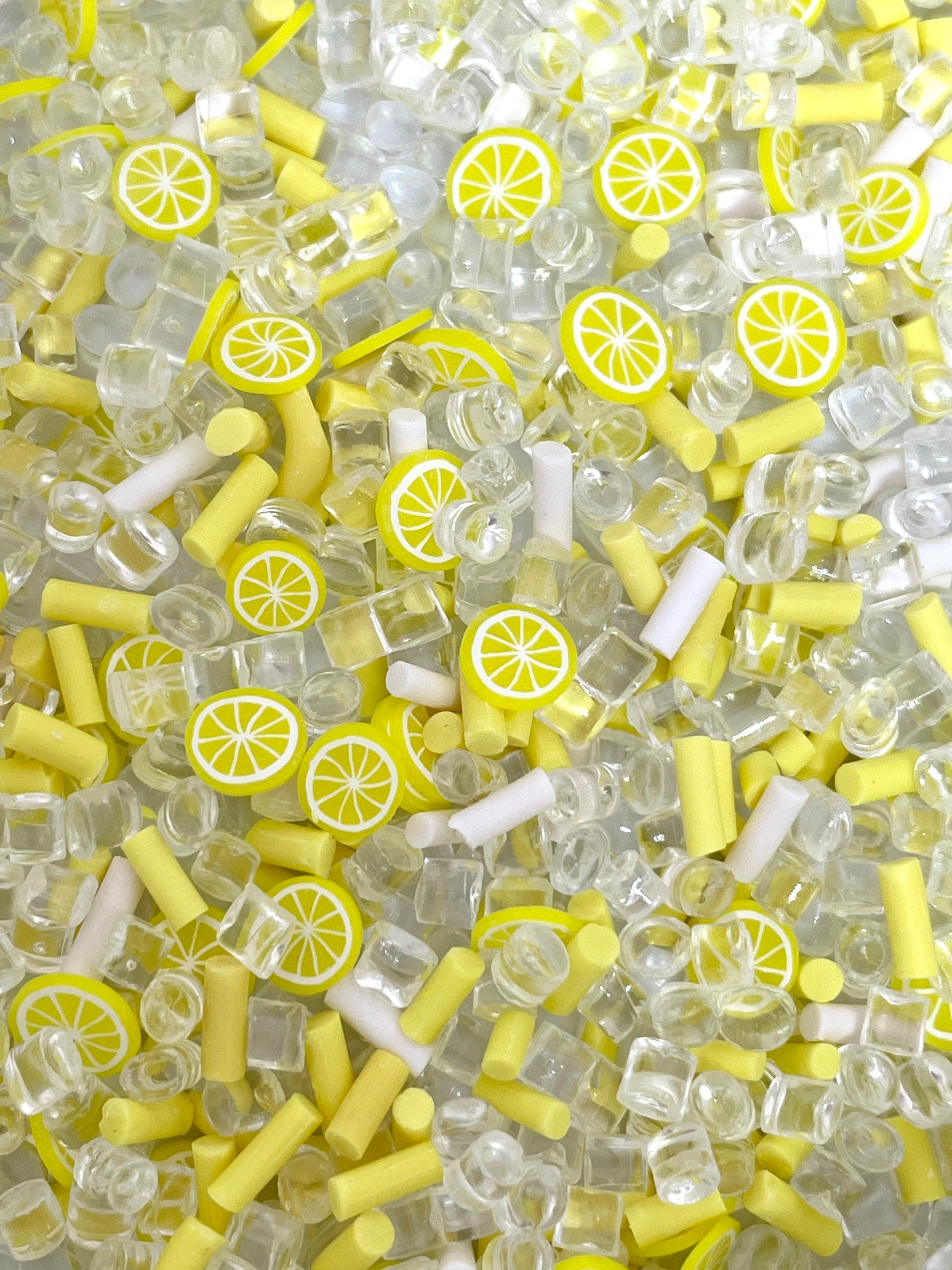 Lemonade Fake Sprinkle Mix, Slime Toppings, Faux Sprinkles, Decoden, Nail Art, Clay Confetti