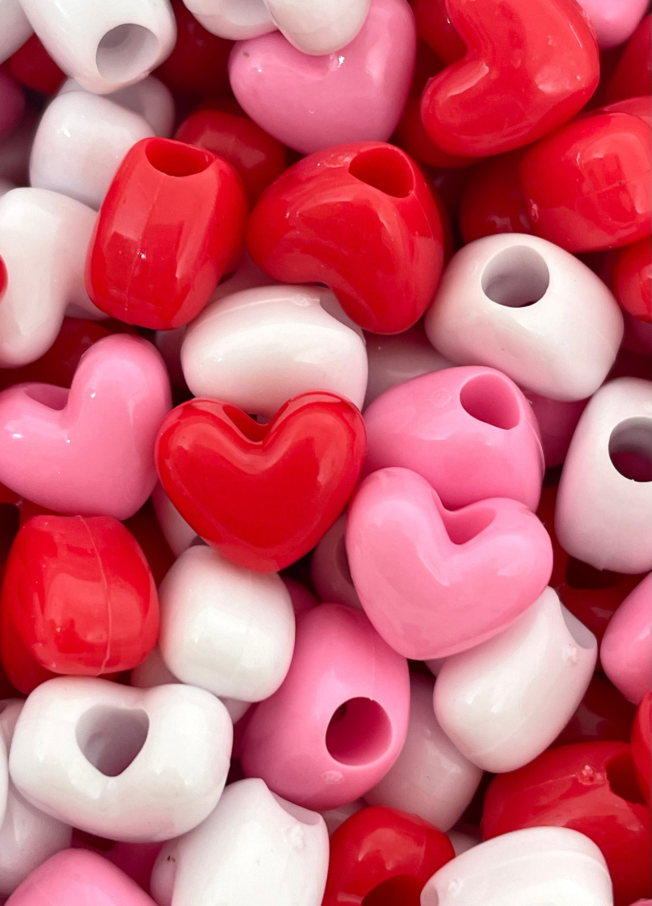Valentines Day Bead Variety, Heart Beads for Valentine's Day, Heart Shaped Beads for Jewelry Making, Valentines Day Jewelry