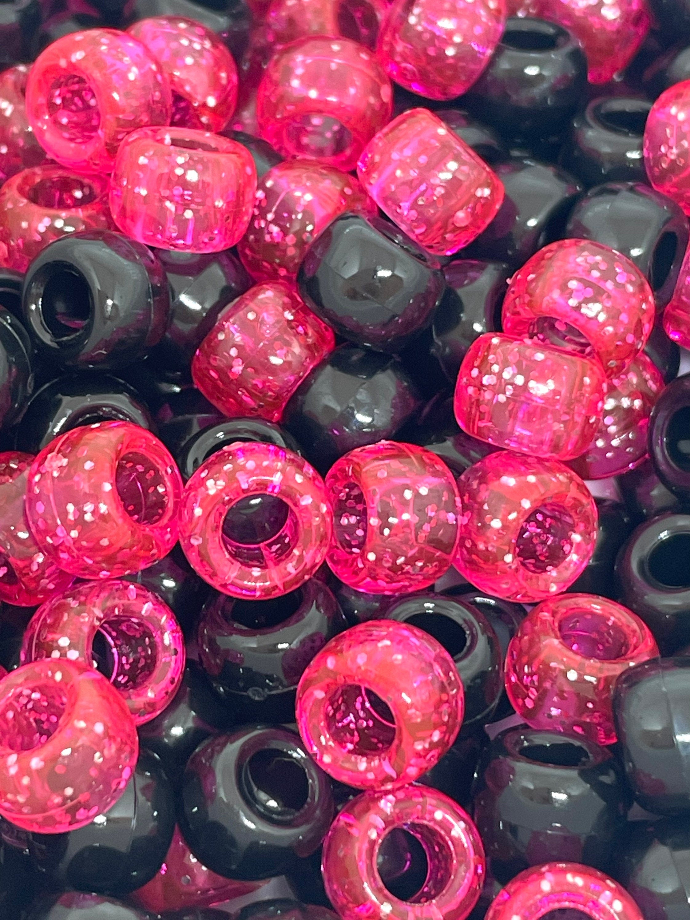 Magenta and Black Goth Girl Kandi Beads, Gothic Beads, Gothic Lolita, EDC Beads, Festival Beads for Jewelry Making, Rave Beads
