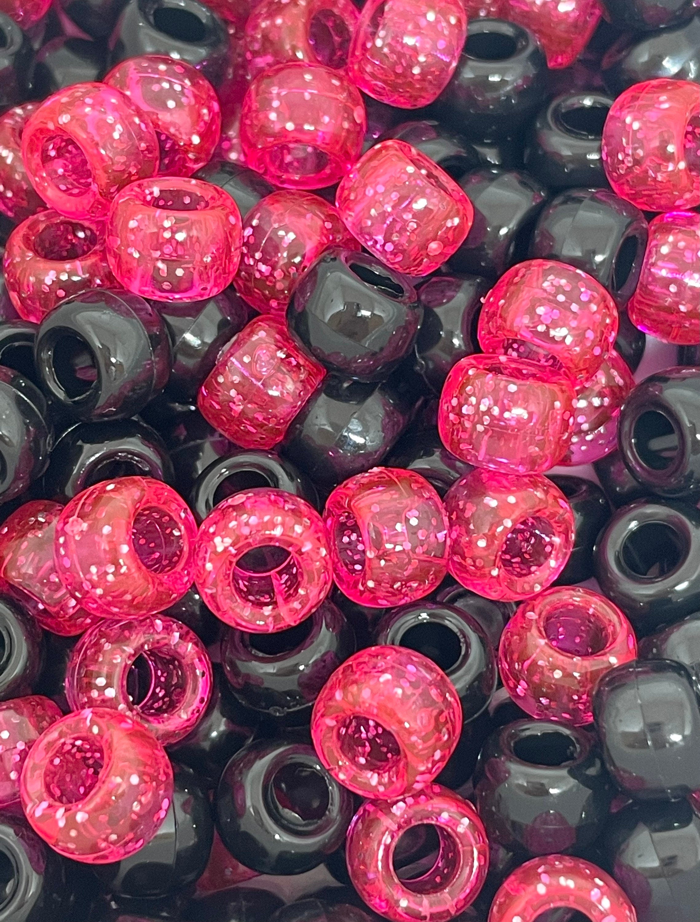 Magenta and Black Goth Girl Kandi Beads, Gothic Beads, Gothic Lolita, EDC Beads, Festival Beads for Jewelry Making, Rave Beads