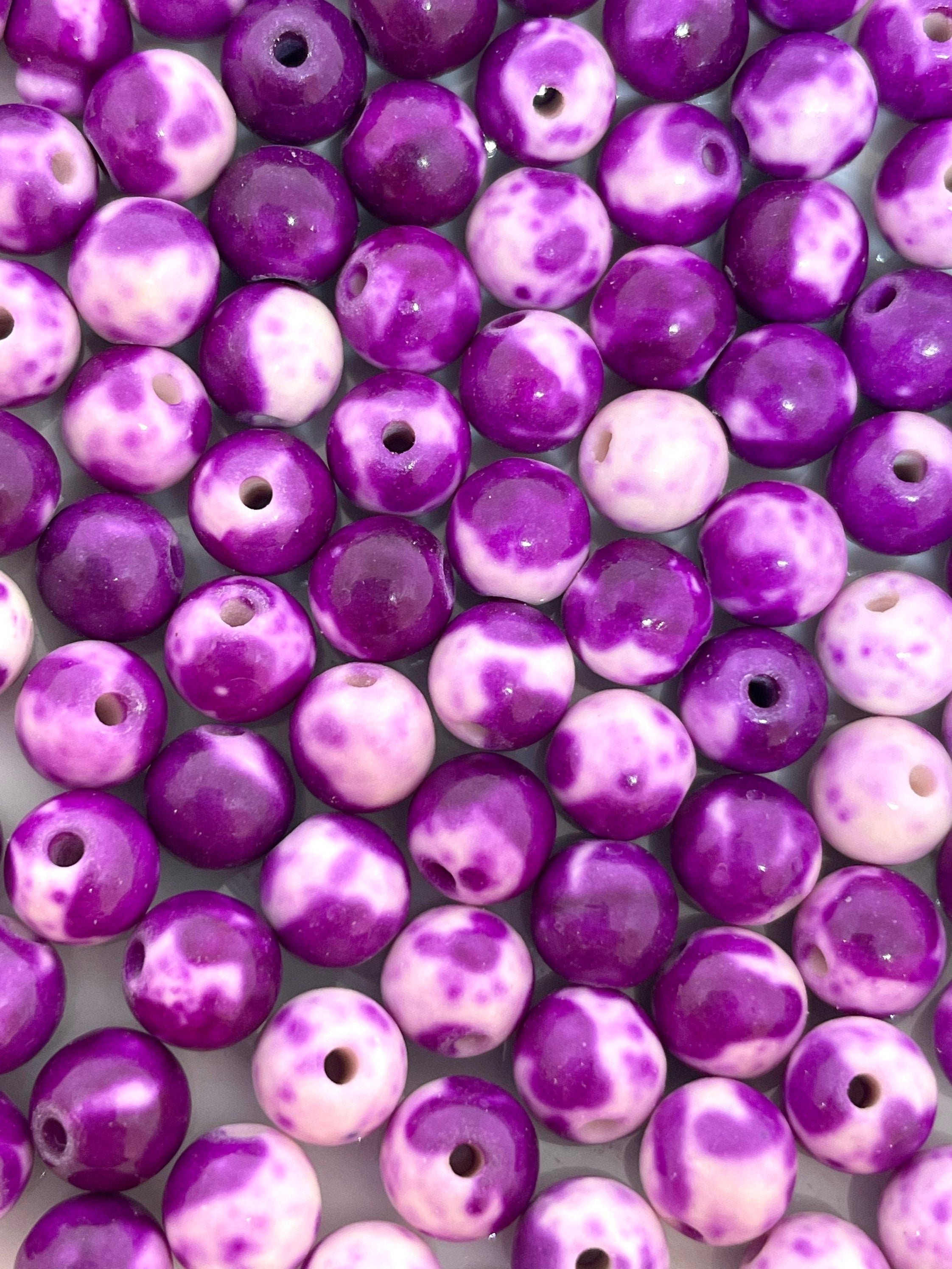 6mm Purple and White Rain Jasper Round Beads
