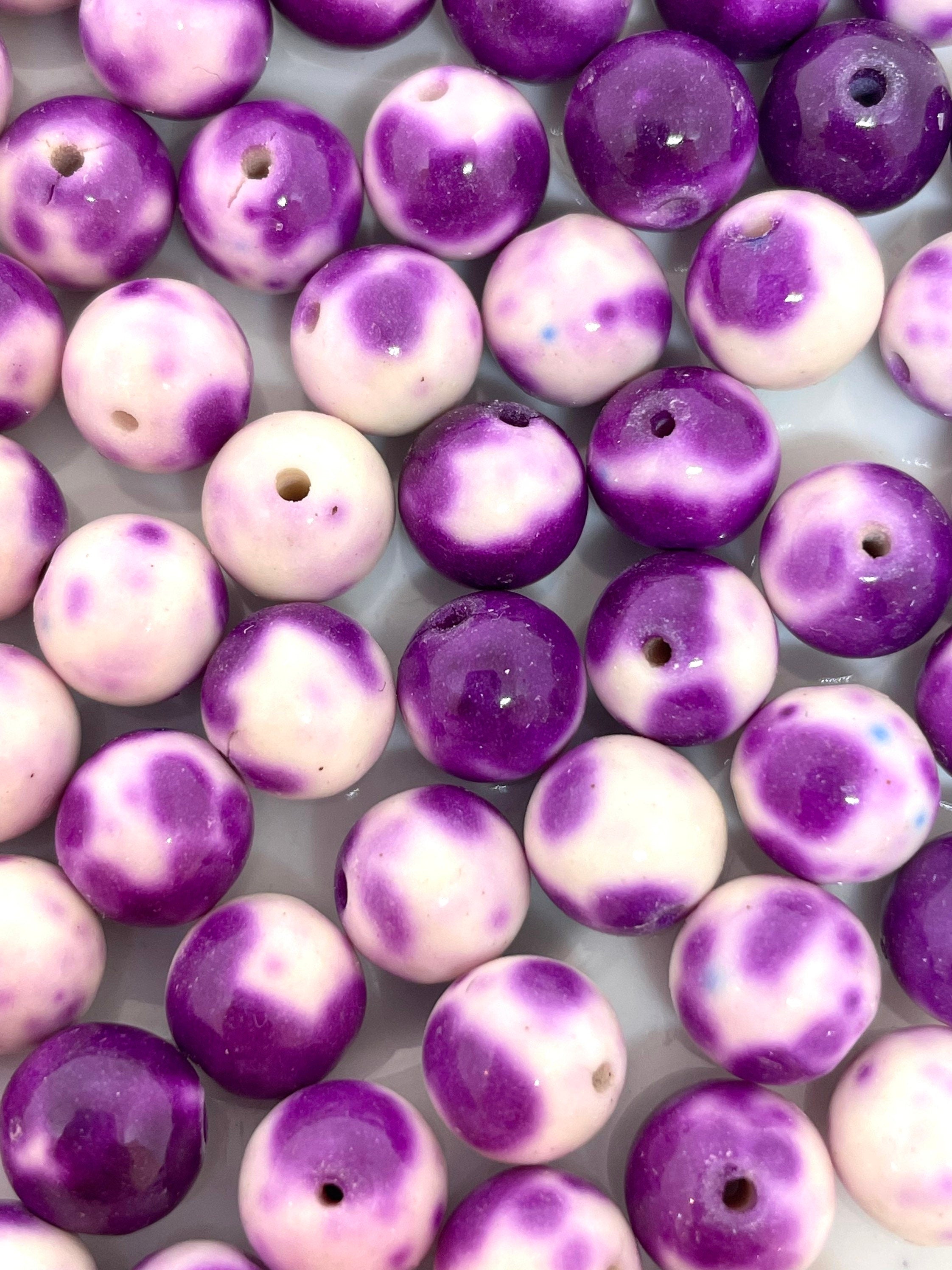 8mm Purple and White Rain Jasper Beads