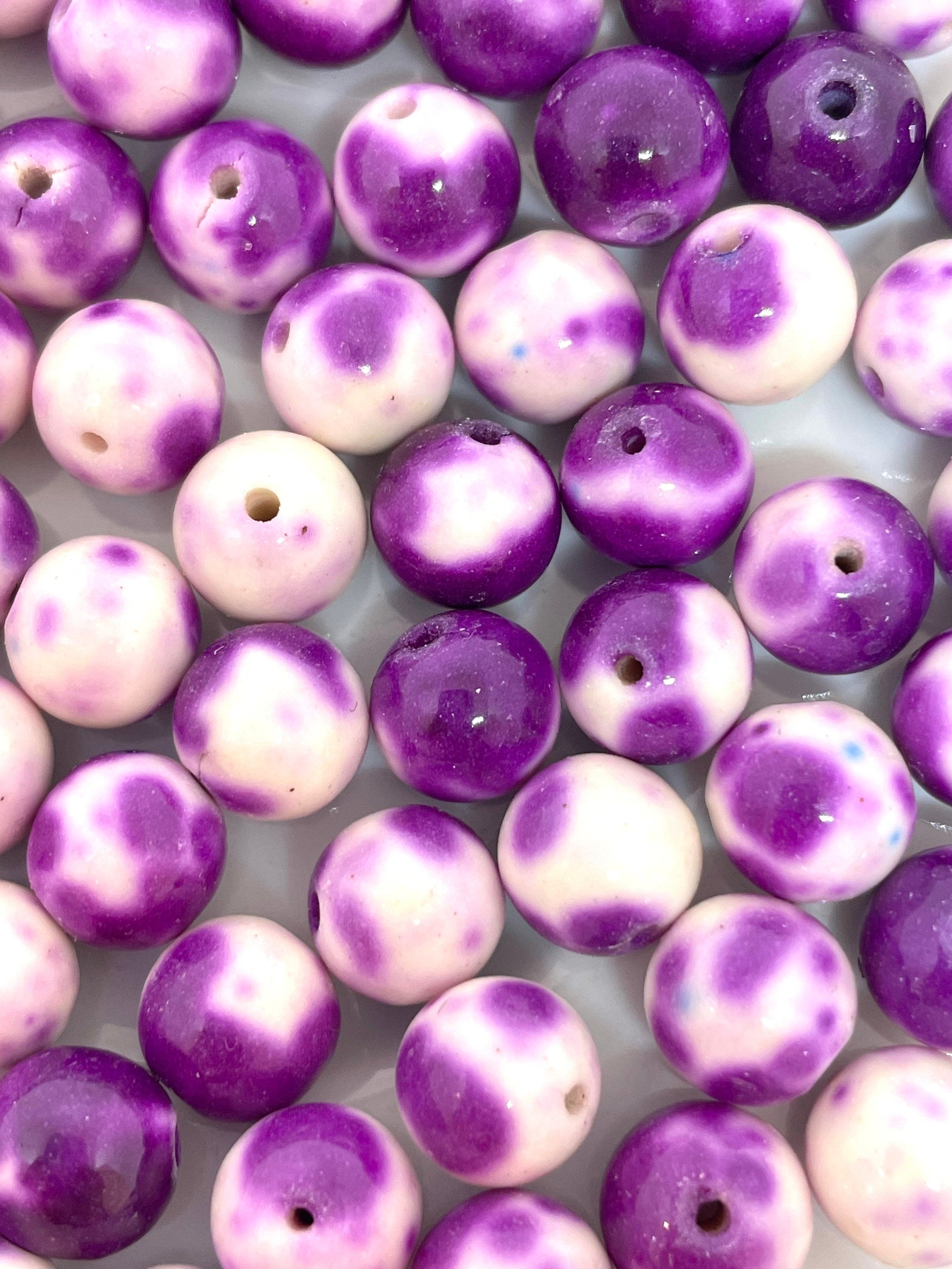 8mm Purple and White Rain Jasper Beads