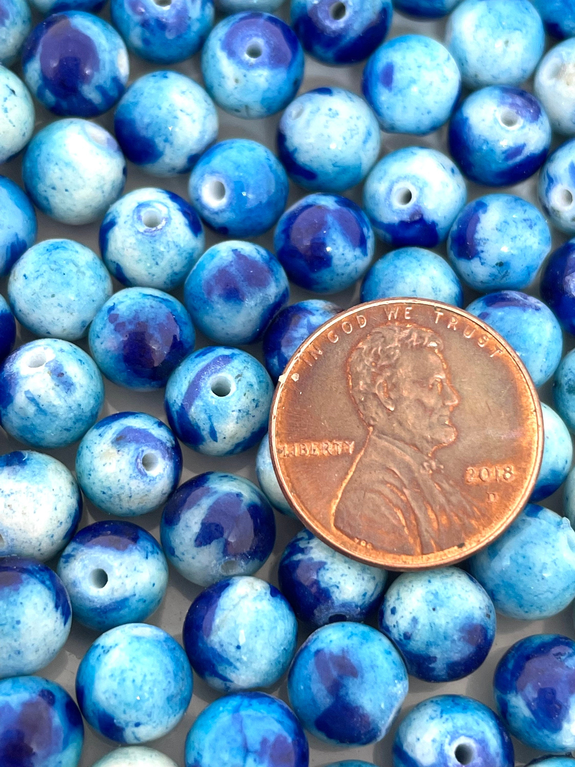 8mm Bright Blue Jade Beads