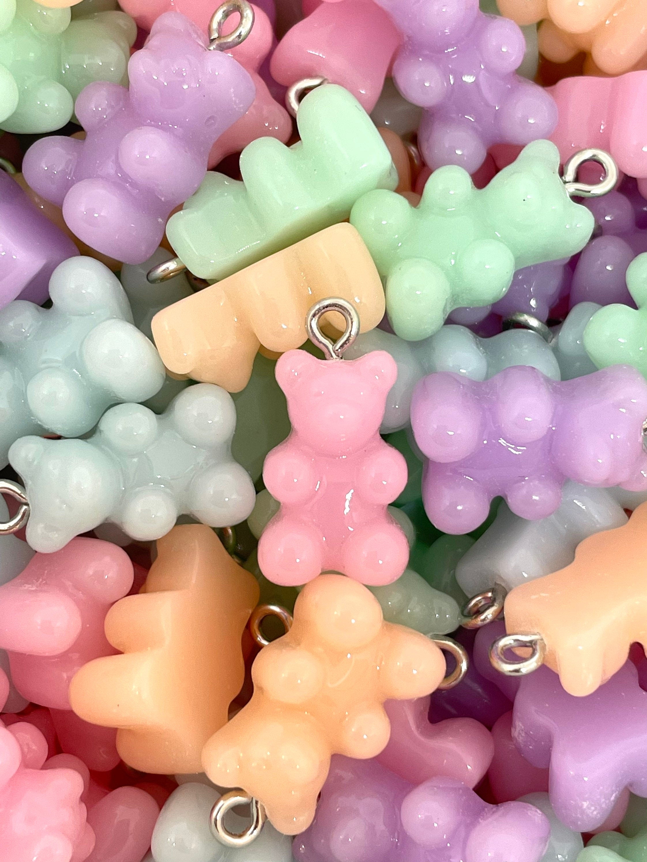 Pastel Gummy Bear Charm, Resin Gummy Bears for Jewelry Making, Gummy Bear Necklace, Pastel Gummy Bear Beads, Fake Candy, Resin Charms