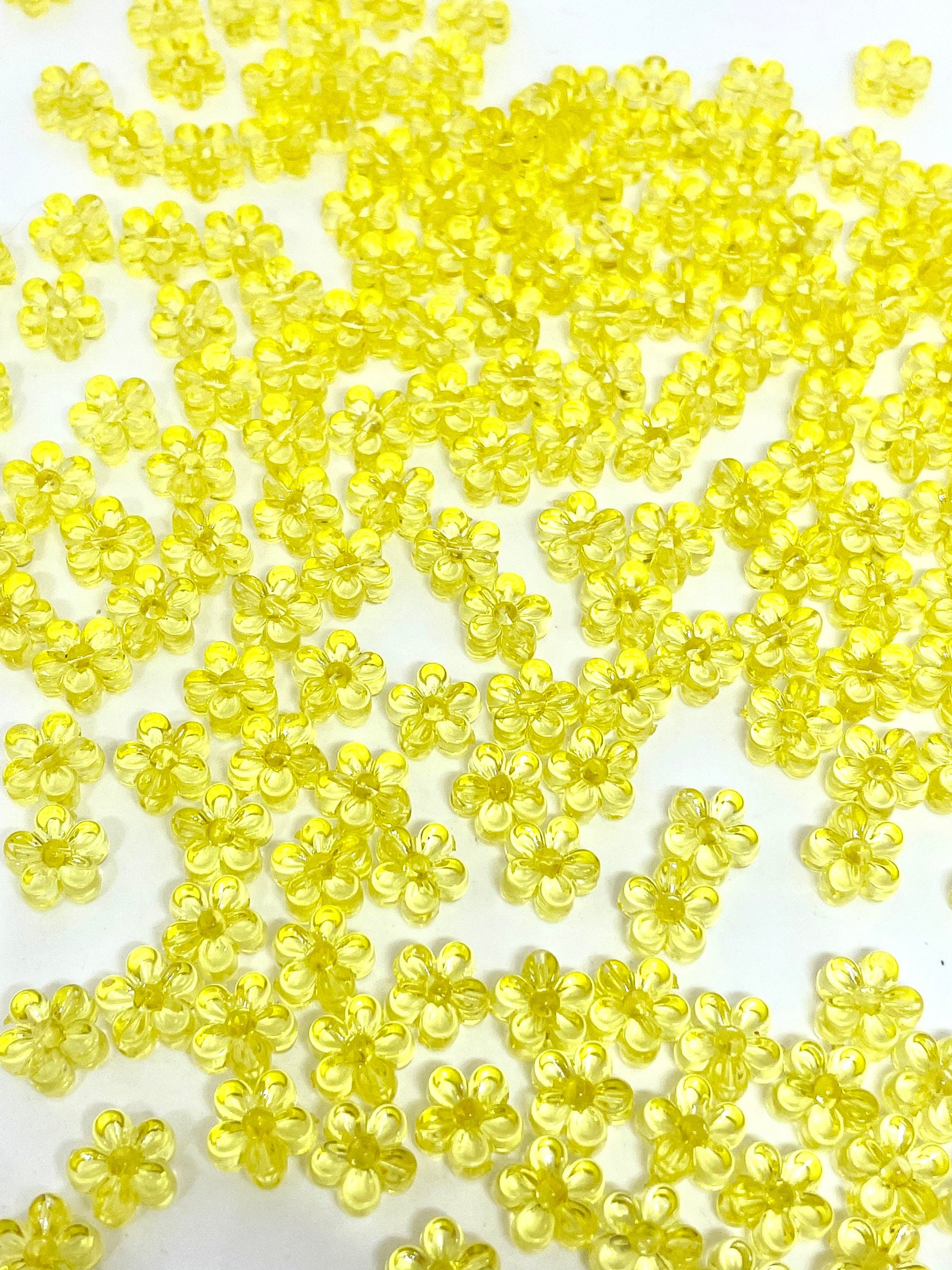 Pretty Yellow Daisy Beads for Jewelry Making, Daisy Charm Daisy Jewelry, Flower Beads for Bracelet, Fairy Kei Jewelry