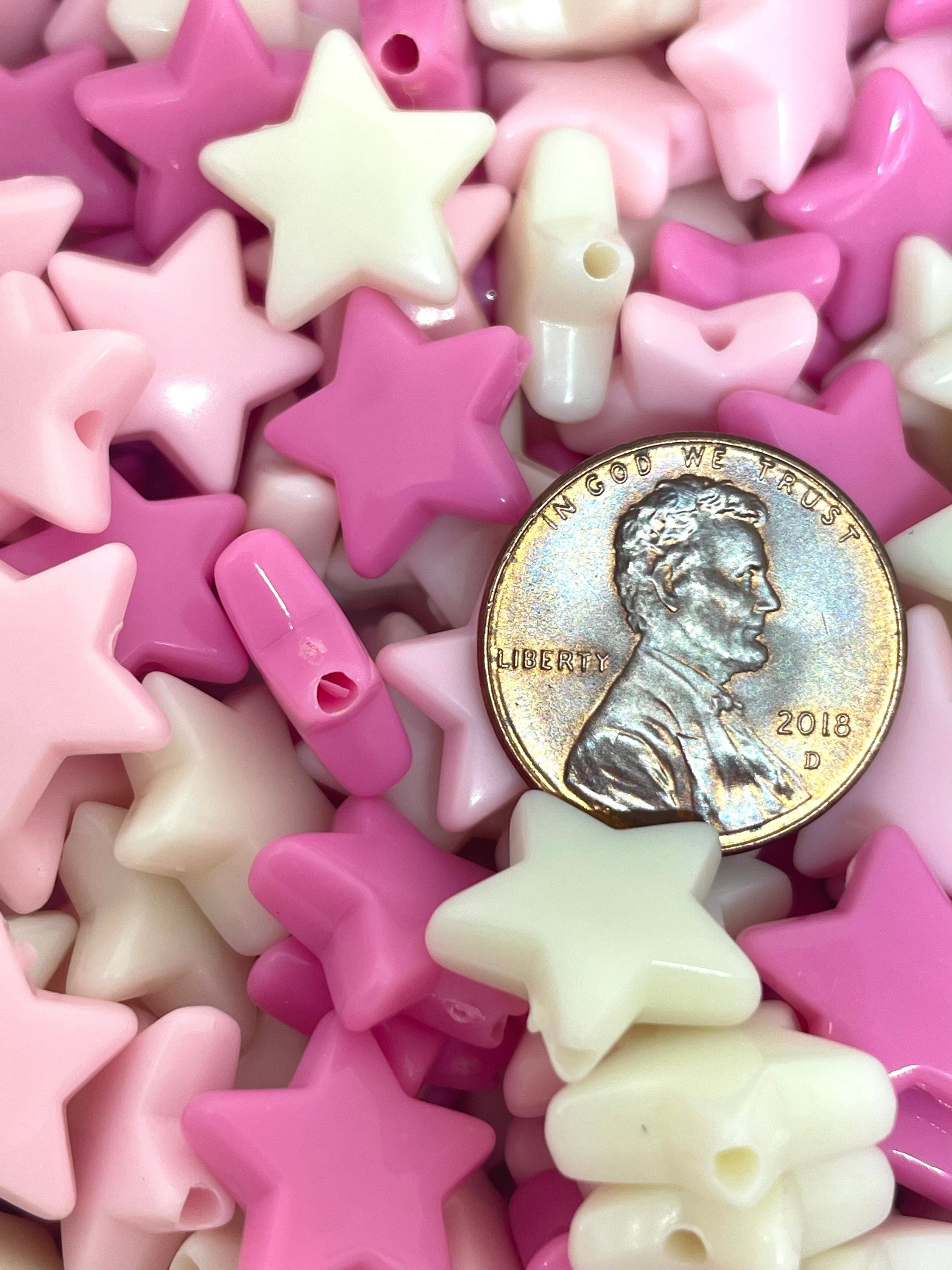 Strawberries and Cream Star Bead Assortment, Cutie Beads for Valentine's Day, Kandi Star Bead Set for Jewelry Making, Star Shaped Beads