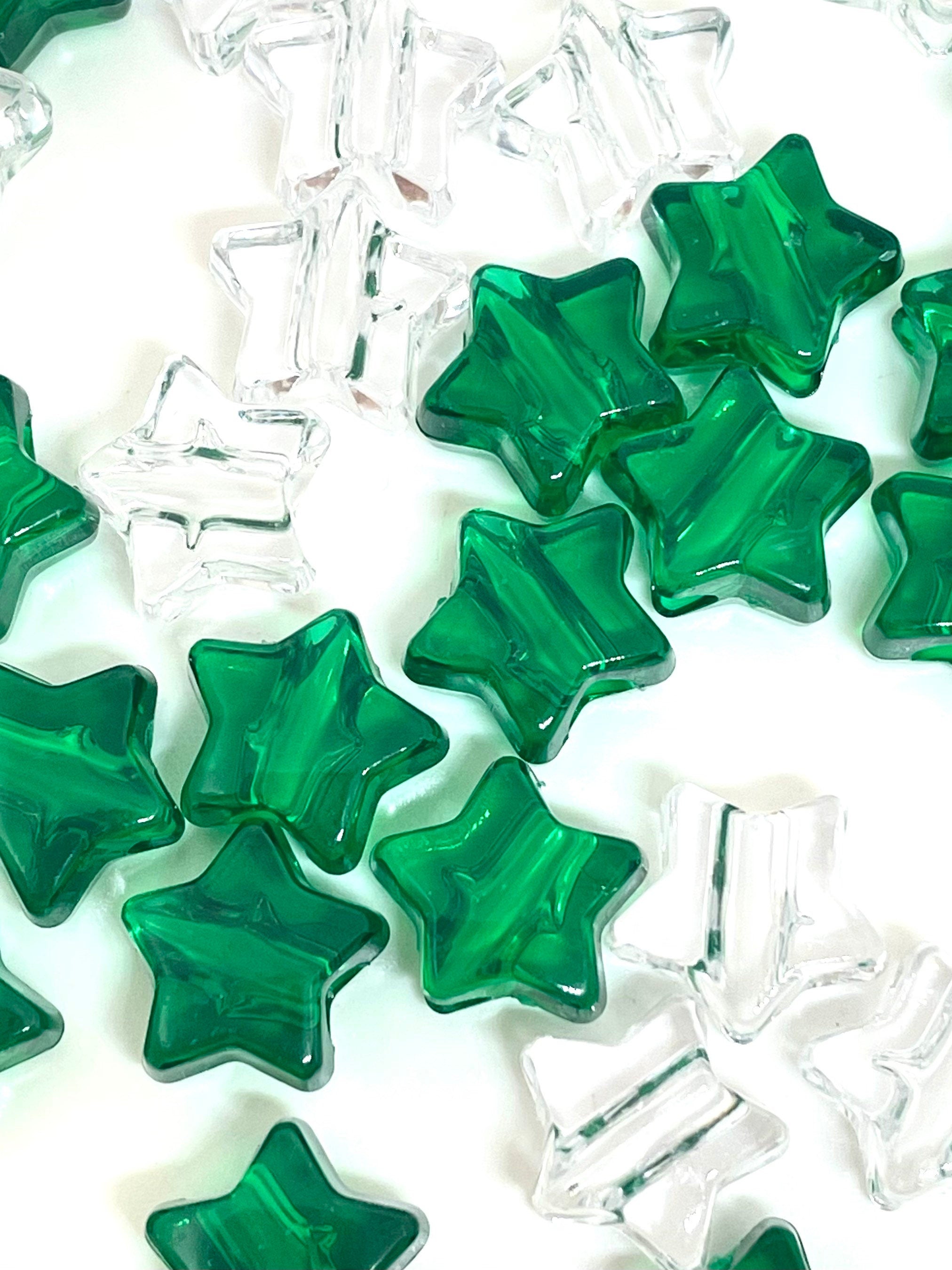 St Patrick's Day Bead Set, Green Star Beads for Jewelry Making, Shamrock Beads, Irish Beads for Necklace, for Bracelet