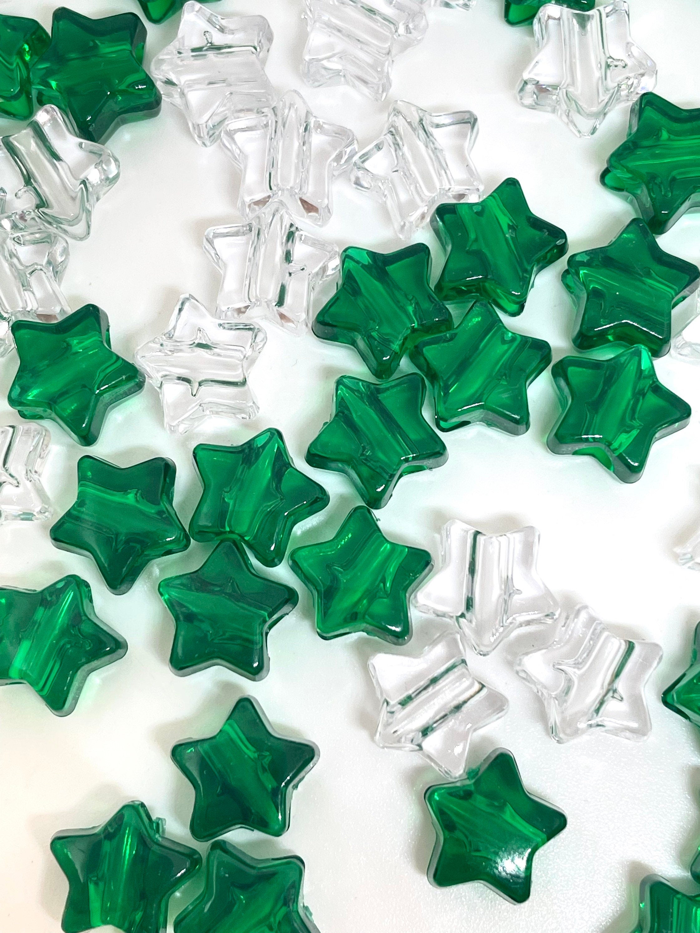 St Patrick's Day Bead Set, Green Star Beads for Jewelry Making, Shamrock Beads, Irish Beads for Necklace, for Bracelet