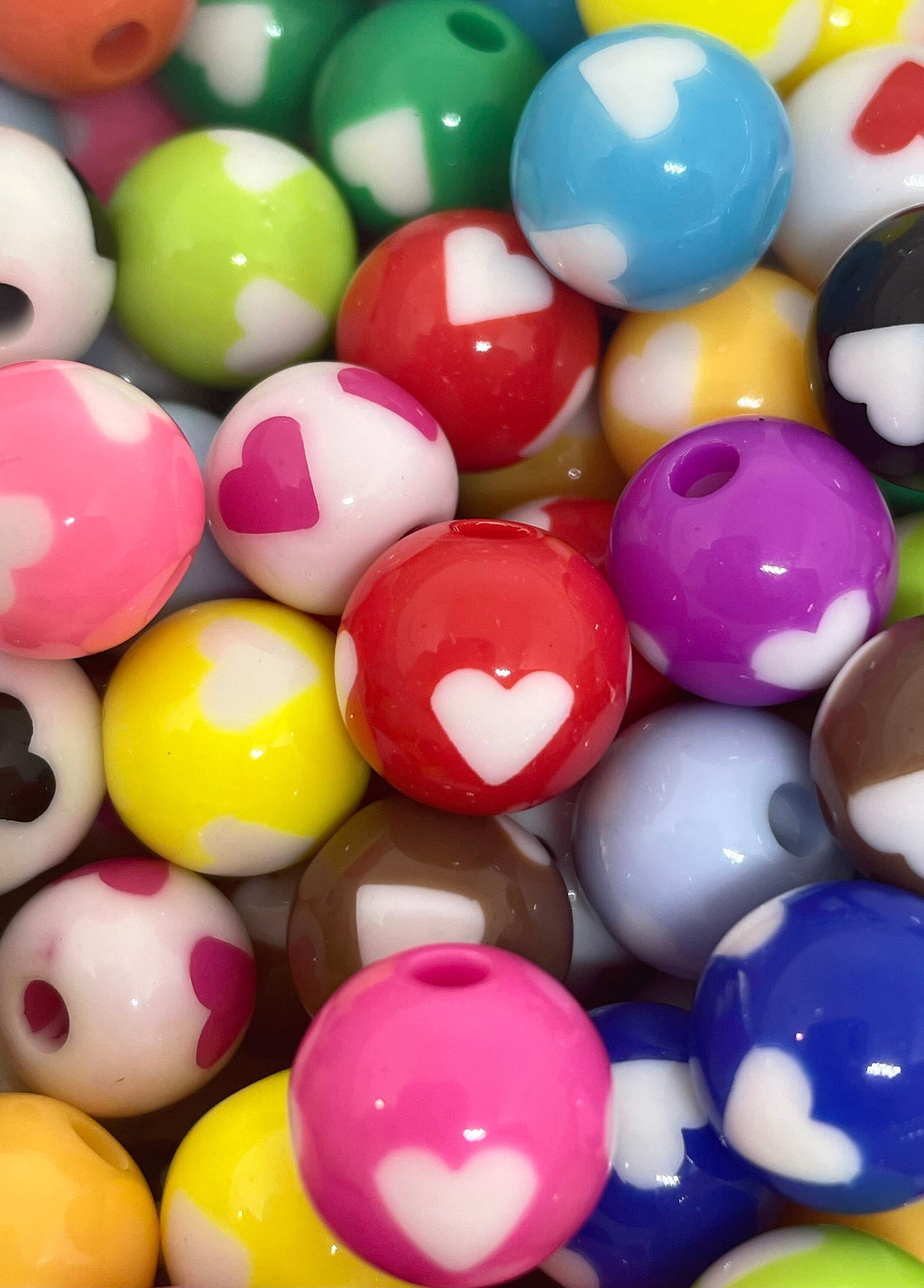 12mm Rainbow Heart Beads