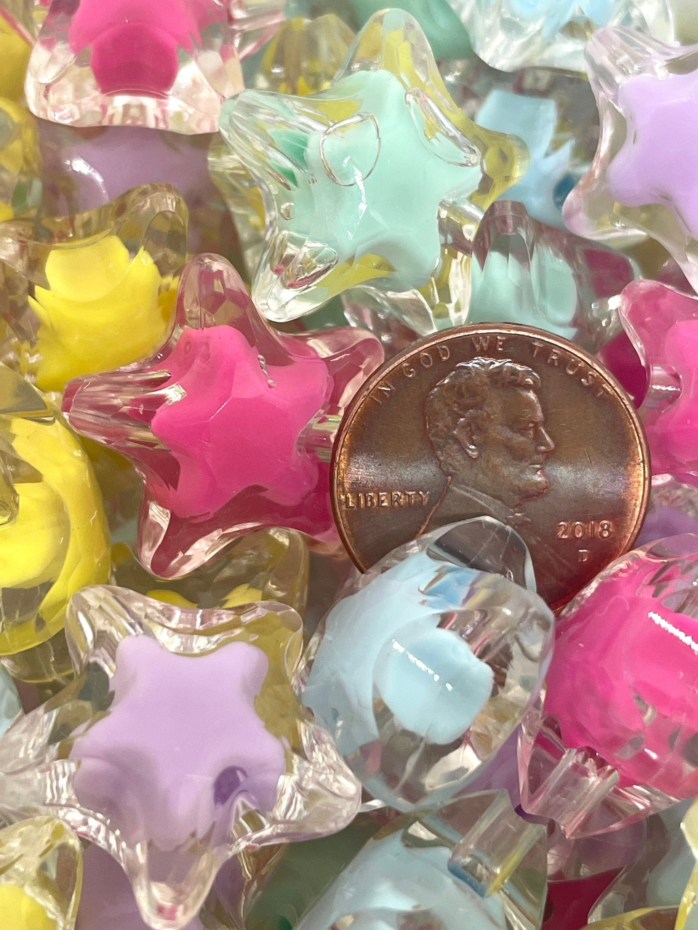 Chunky Pastel Stars for Jewelry Making, Star Beads, Star Charm for Necklace, Celestial Beads