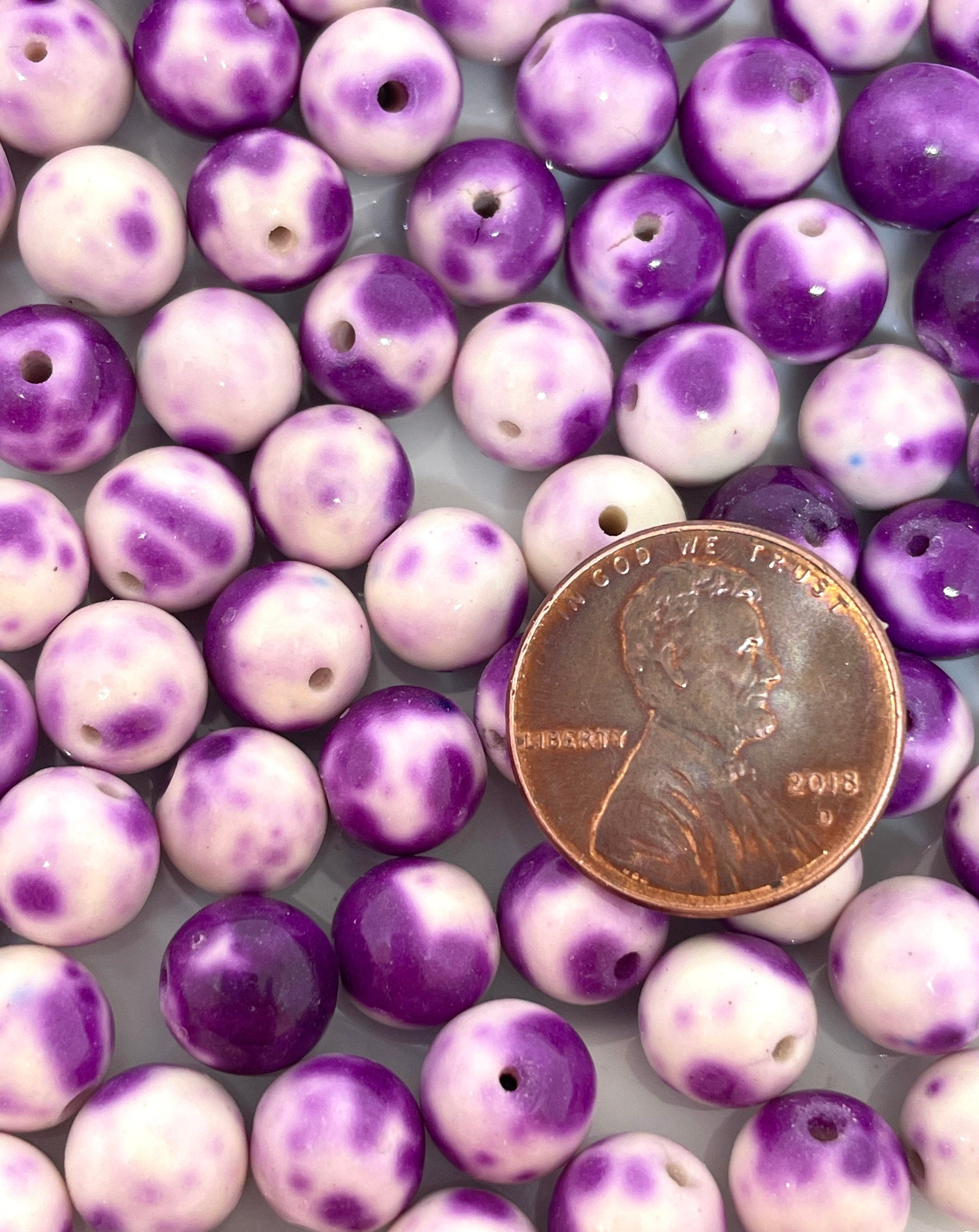 8mm Purple and White Rain Jasper Beads