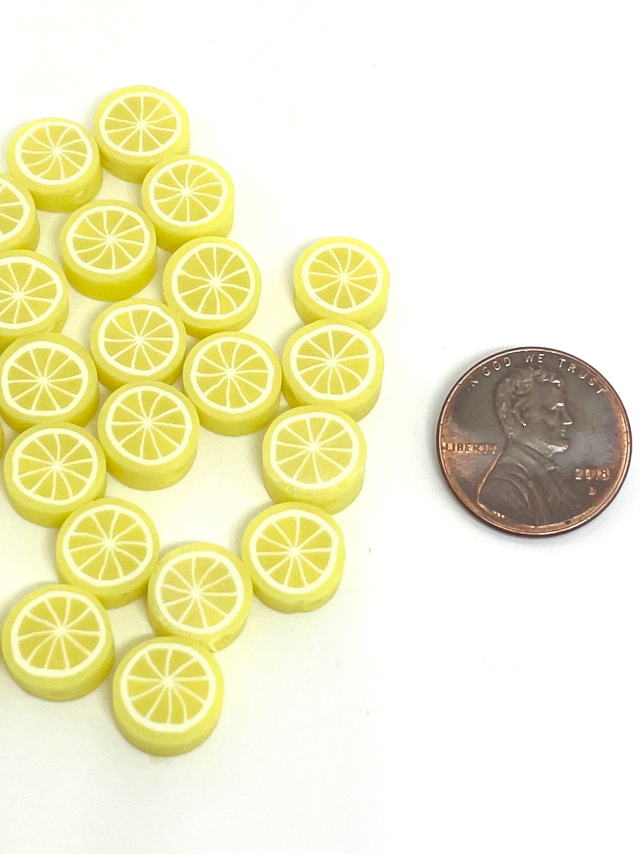 Clay Lemon Beads for Jewelry Making, Lemon Slice Beads, Lemon Charm, Fruit Charm, Fruit Jewelry for Bracelet, Lemon Pendant