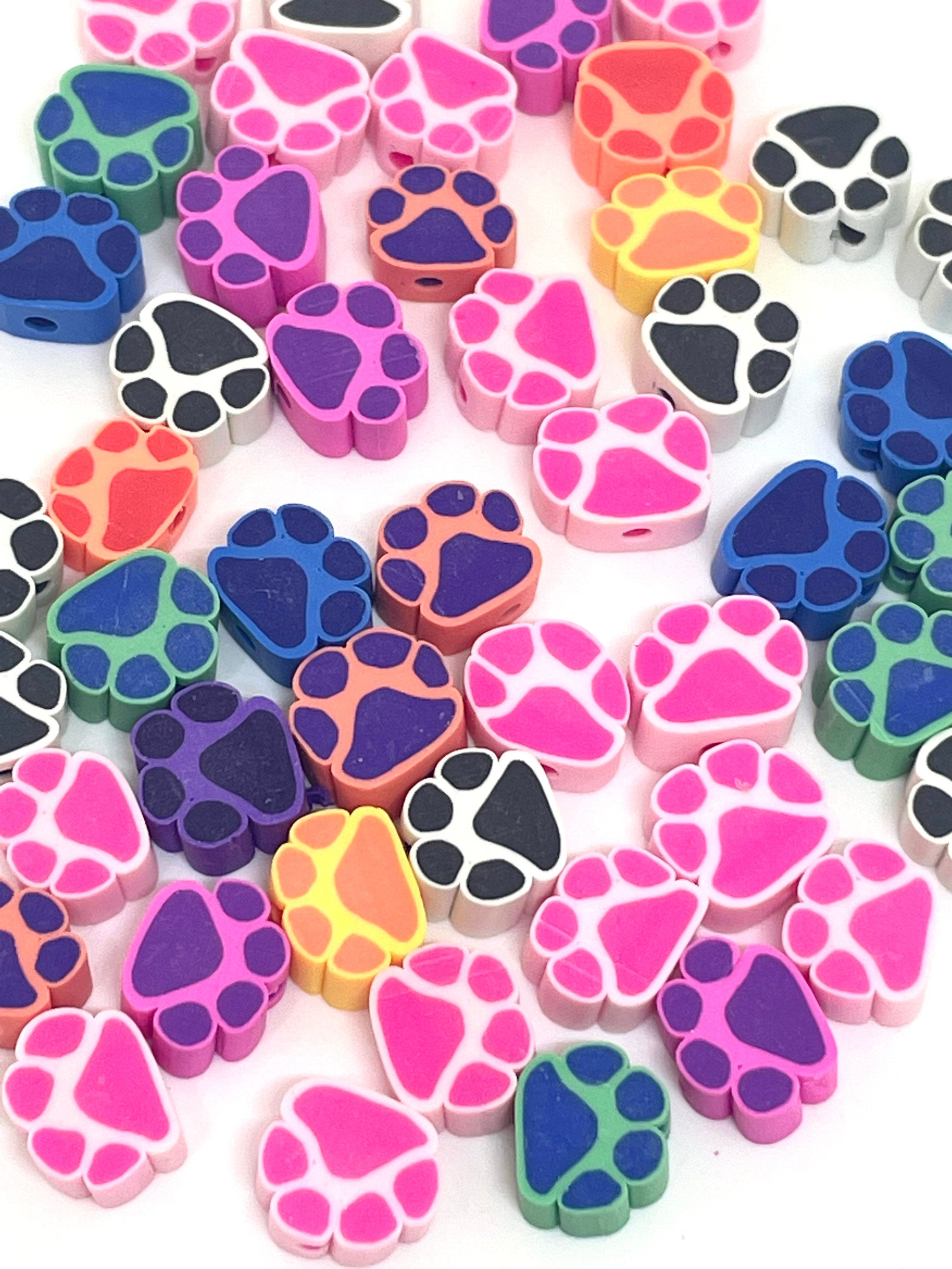Polymer Clay Paw Bead, Paw Print Jewelry, Pet Bead, Pet Jewelry, Dog Beads, Jewelry, Cat Charm for Jewelry Making