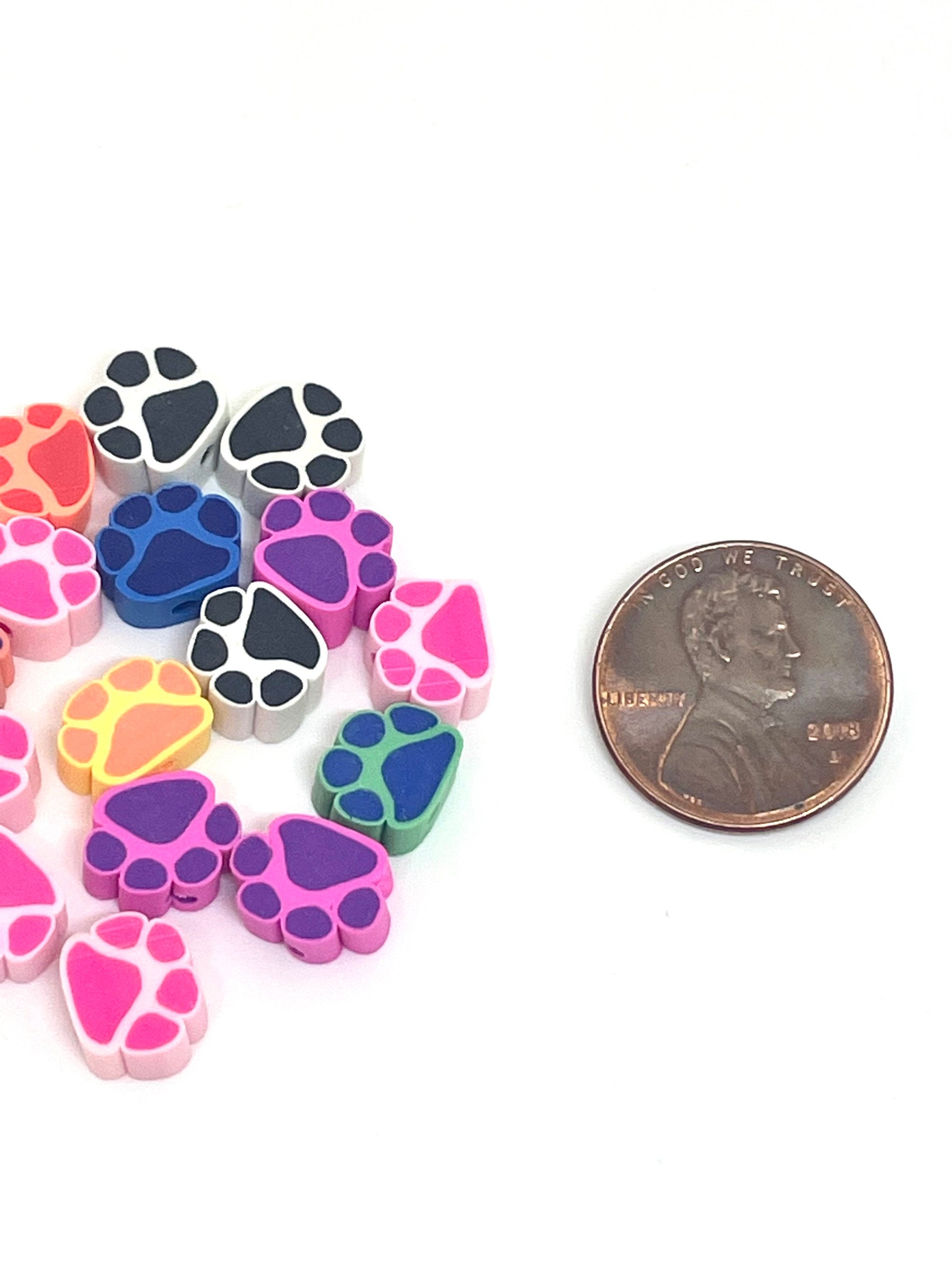 Polymer Clay Paw Bead, Paw Print Jewelry, Pet Bead, Pet Jewelry, Dog Beads, Jewelry, Cat Charm for Jewelry Making