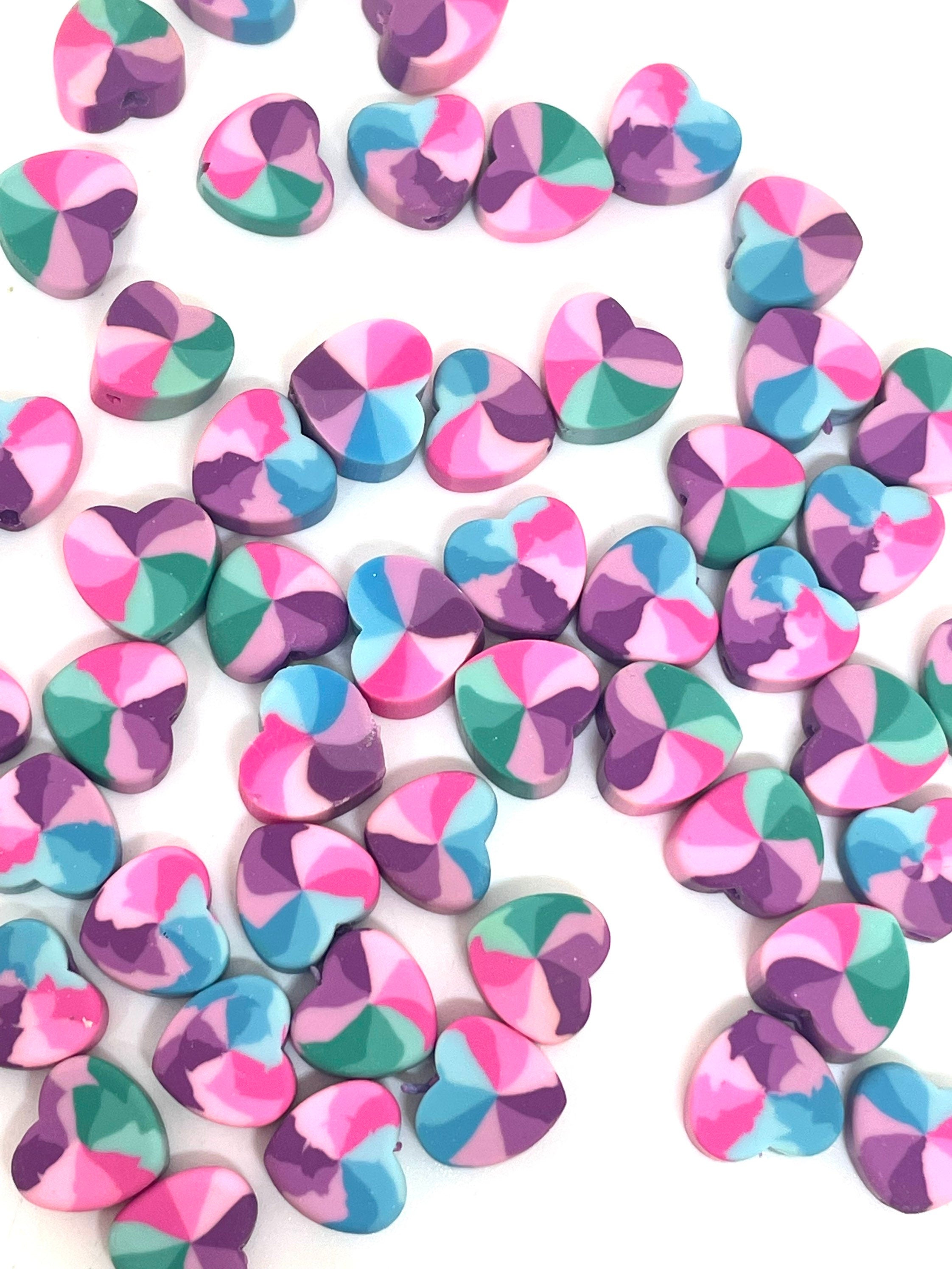 Mermaid Heart Beads, Polymer Clay Beads for Jewelry Making, Mermaid Jewelry, Mermaid Themed, Unicorn Beads