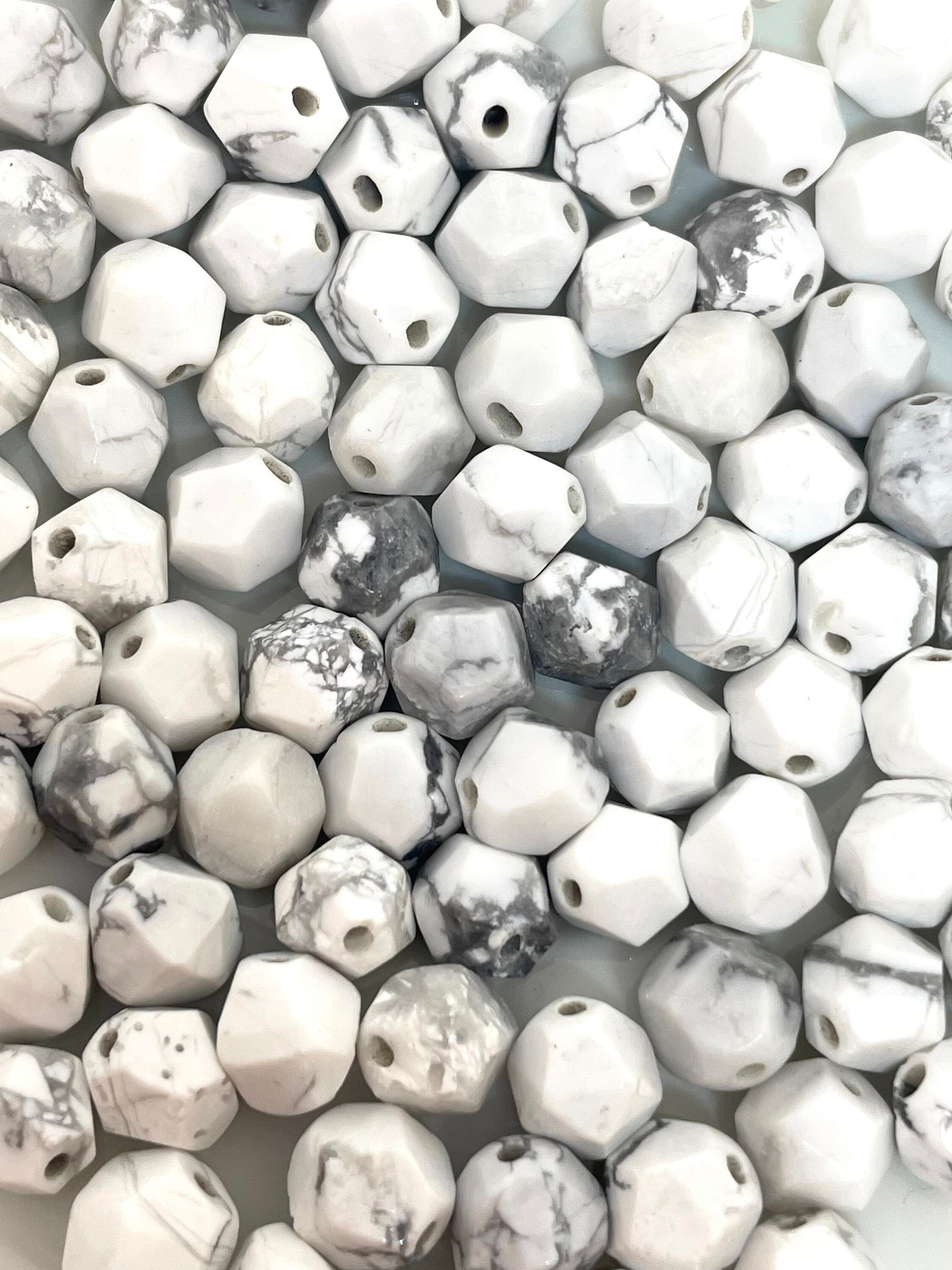 6mm Faceted White Howlite Beads