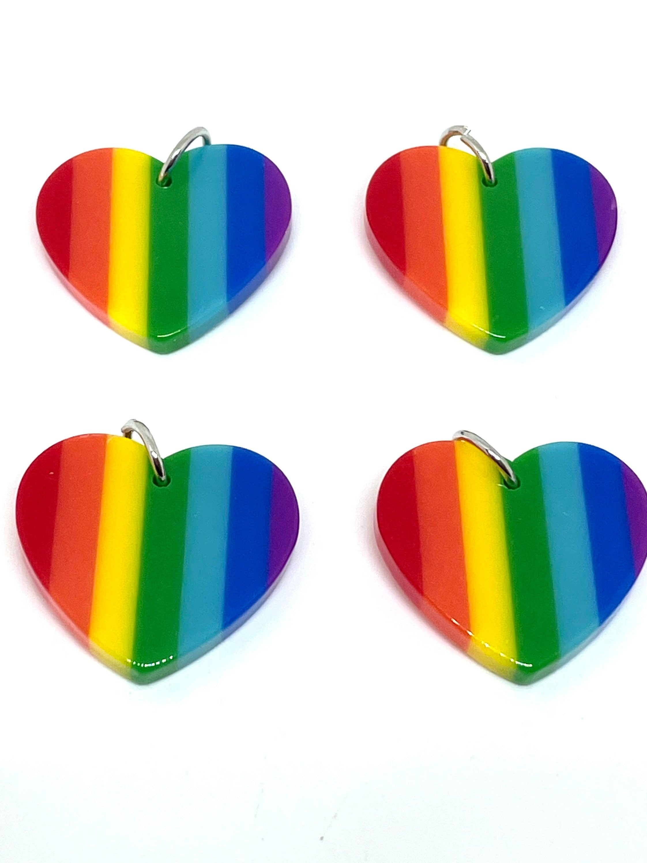 Rainbow Heart Charm for Jewelry Making, Resin Heart Charm, Pride Jewelry, LGBT, Gay Pride, Rainbow Jewelry