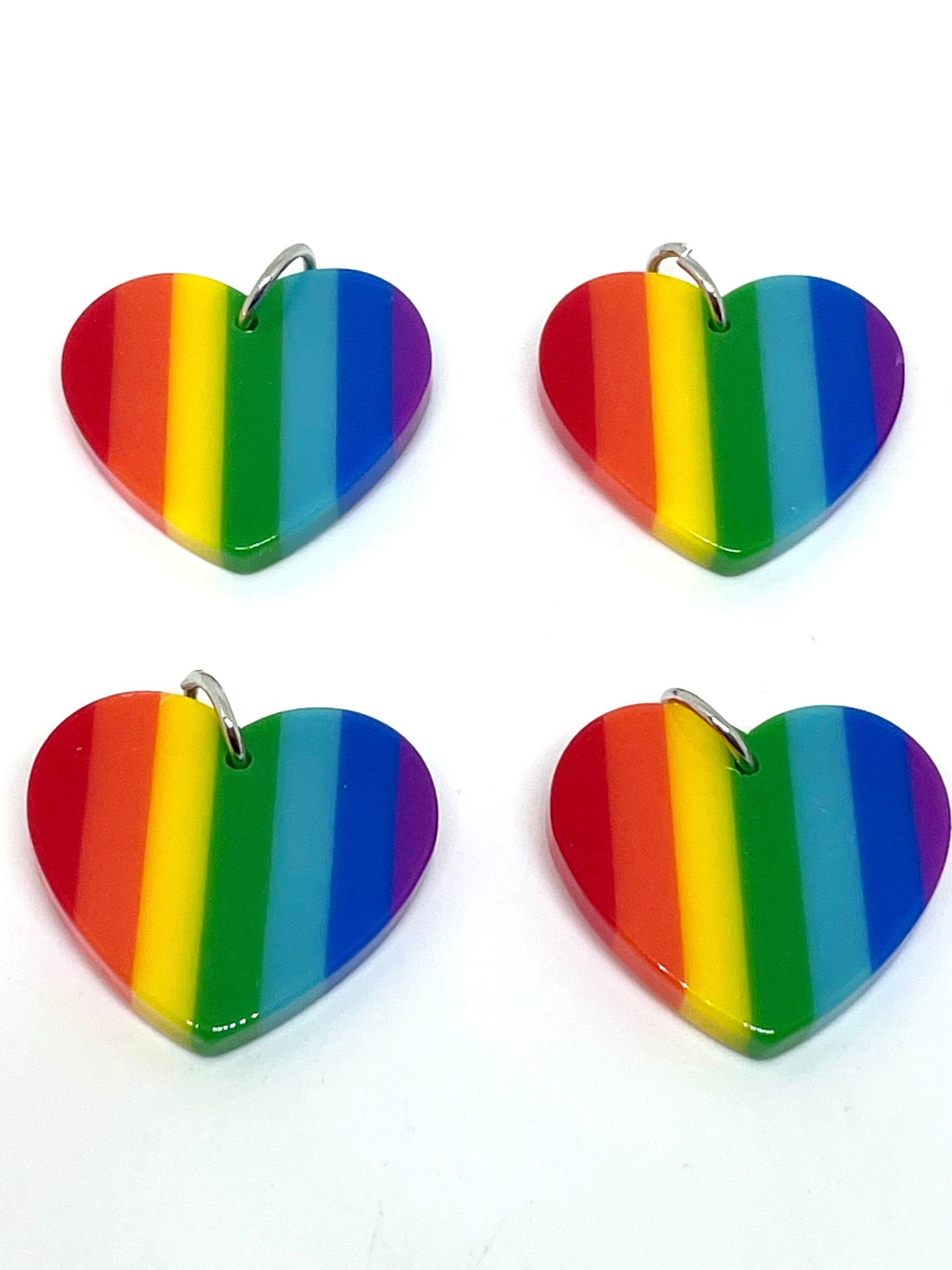 Rainbow Heart Charm for Jewelry Making, Resin Heart Charm, Pride Jewelry, LGBT, Gay Pride, Rainbow Jewelry