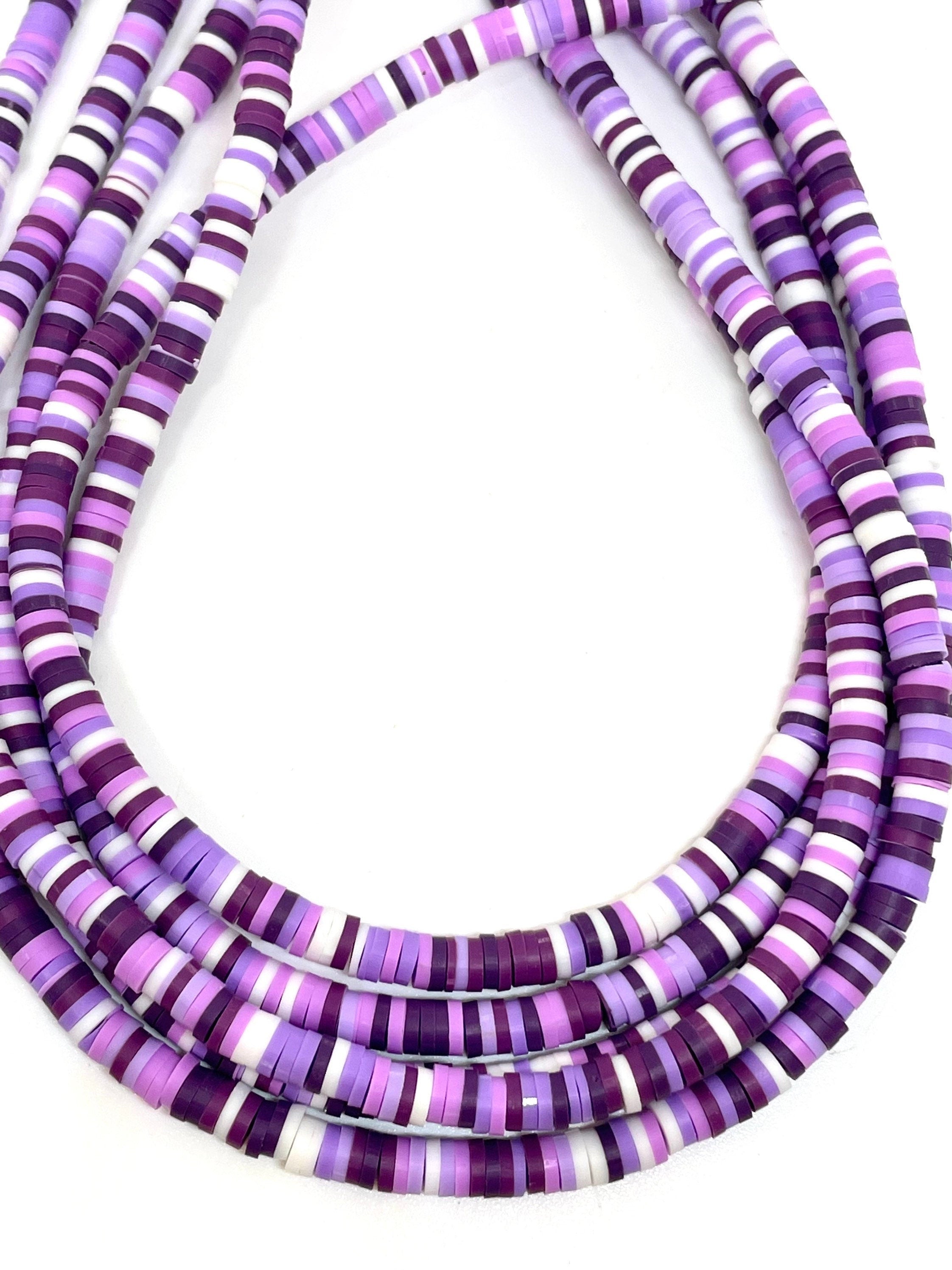 Mini Purple Theme Heishi Necklace Beads, Lavender, Light Purple Beads for Jewelry Making, Tiny Beads