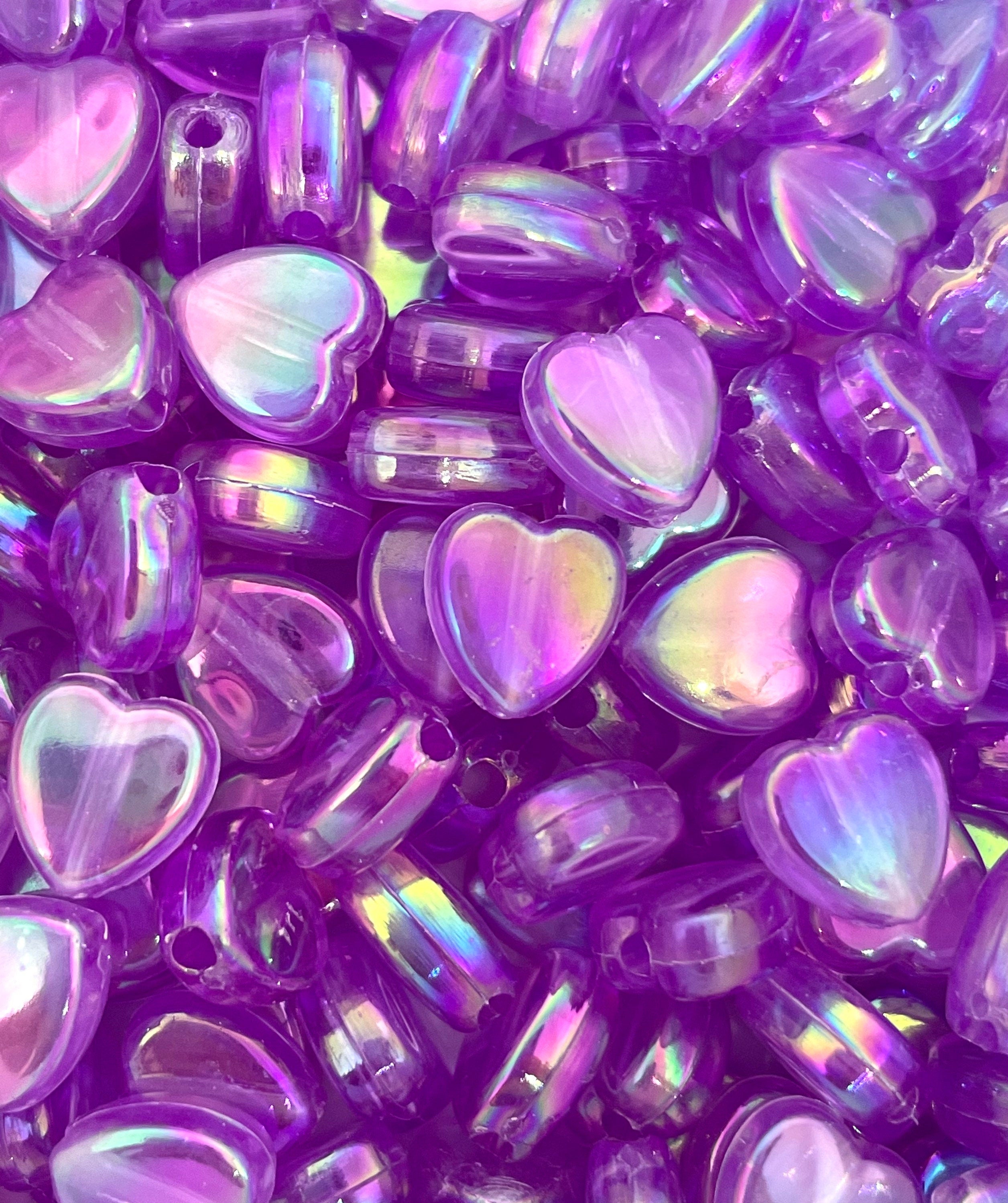 Kawaii Purple Heart Beads, 8mm Beads for Bracelet, Heart Beads for Necklace, Purple Beads, Heart Beads for Anklet, Kawaii Beads, Cute Beads