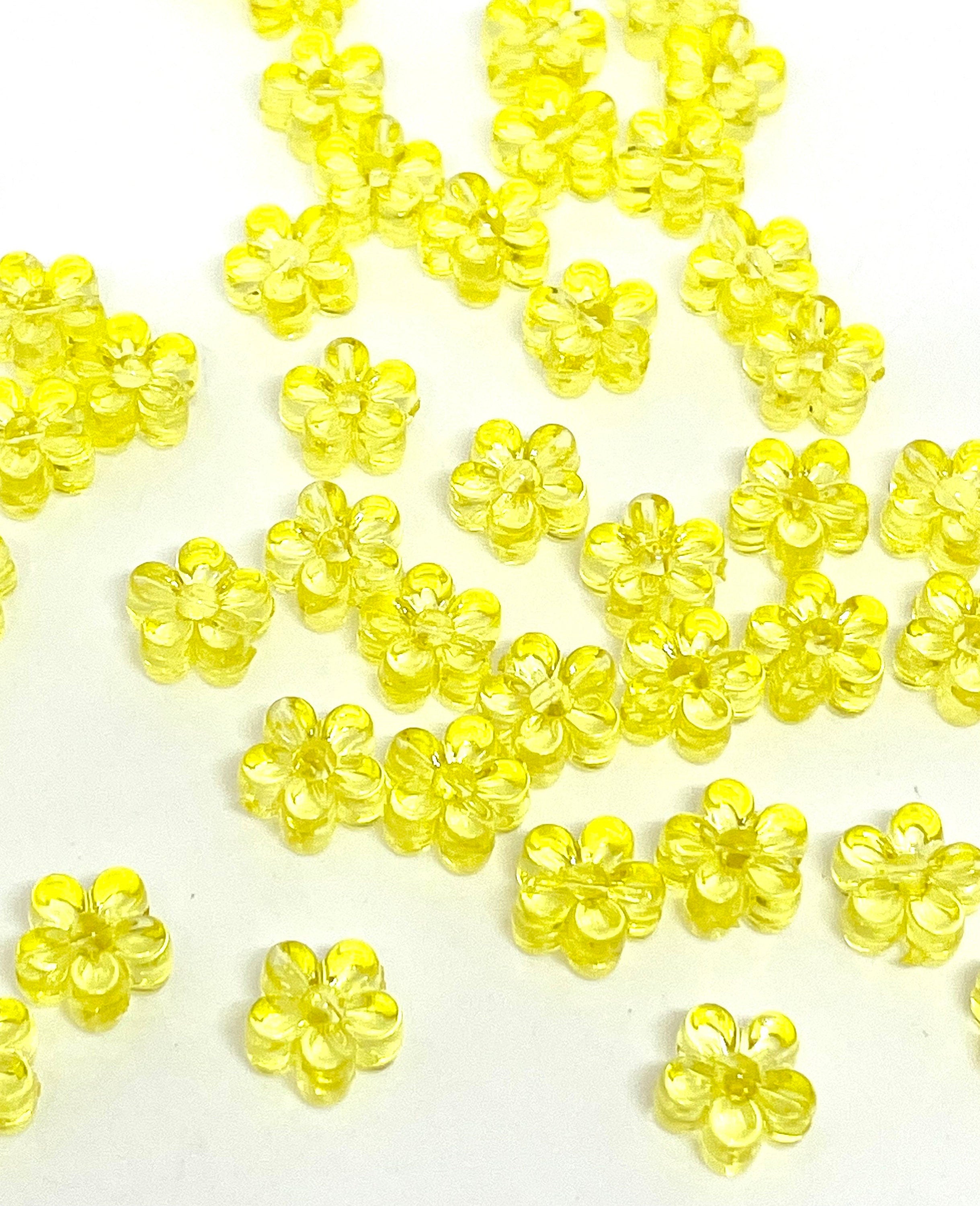 Pretty Yellow Daisy Beads for Jewelry Making, Daisy Charm Daisy Jewelry, Flower Beads for Bracelet, Fairy Kei Jewelry