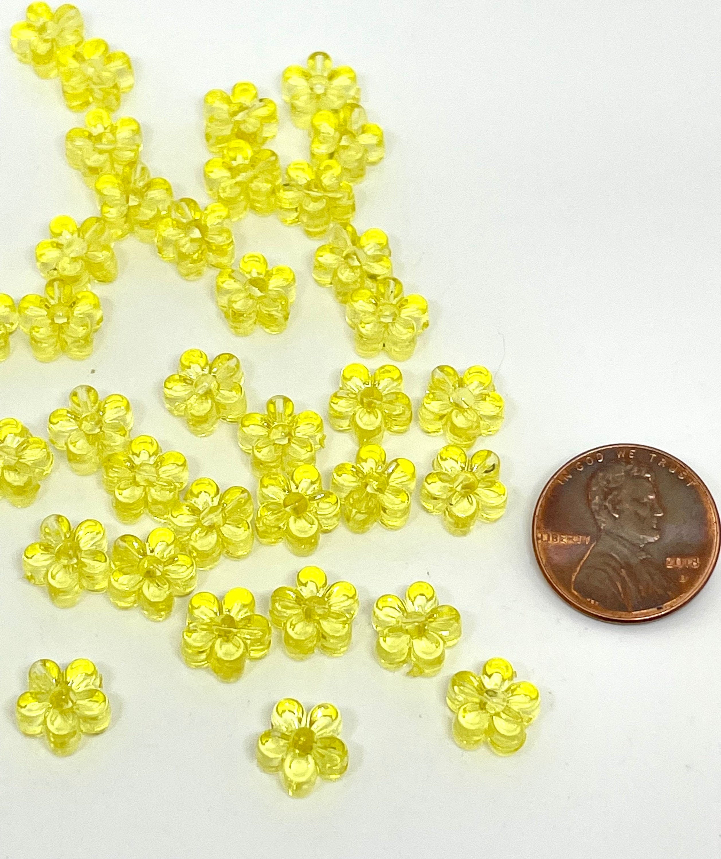 Pretty Yellow Daisy Beads for Jewelry Making, Daisy Charm Daisy Jewelry, Flower Beads for Bracelet, Fairy Kei Jewelry