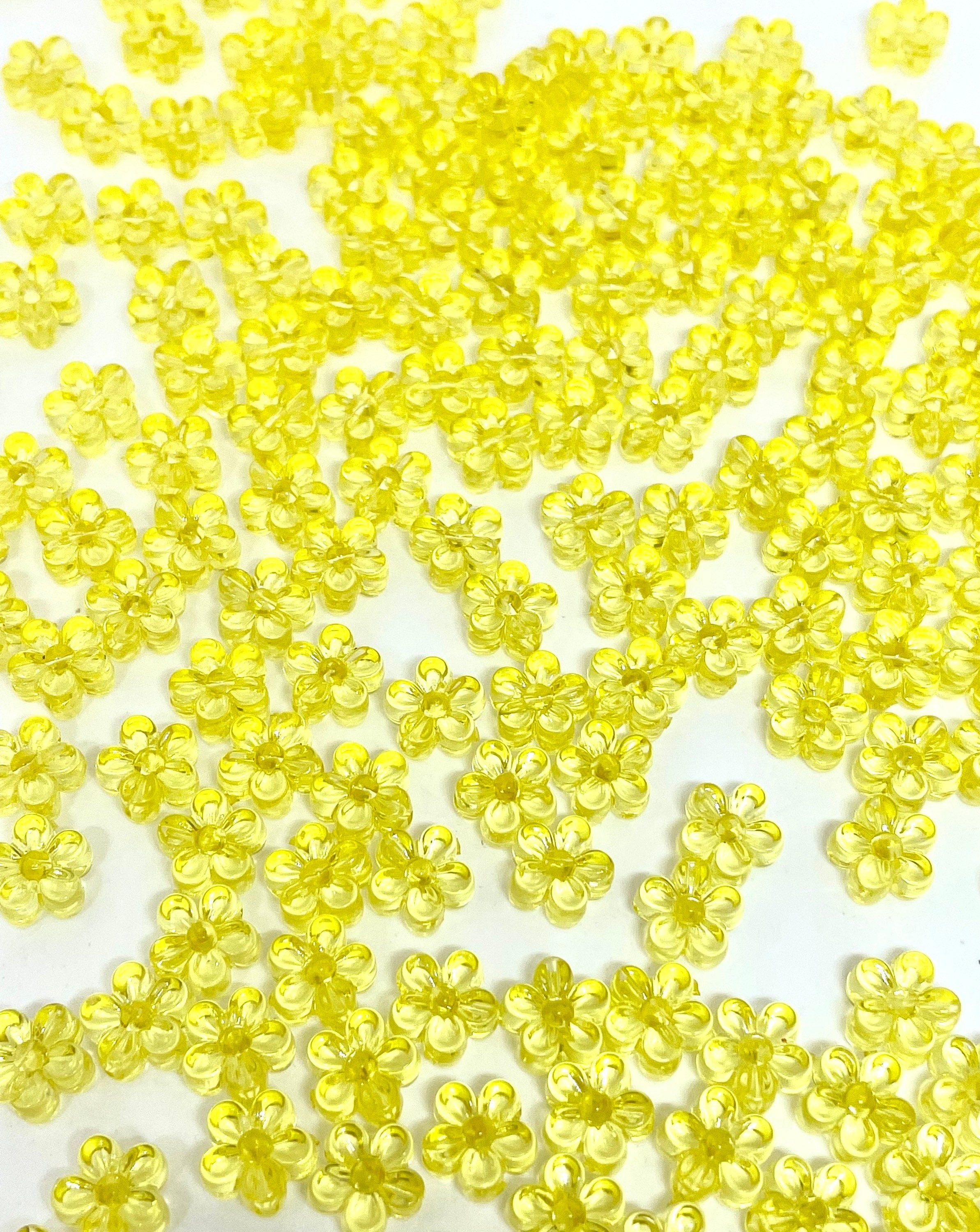 Pretty Yellow Daisy Beads for Jewelry Making, Daisy Charm Daisy Jewelry, Flower Beads for Bracelet, Fairy Kei Jewelry