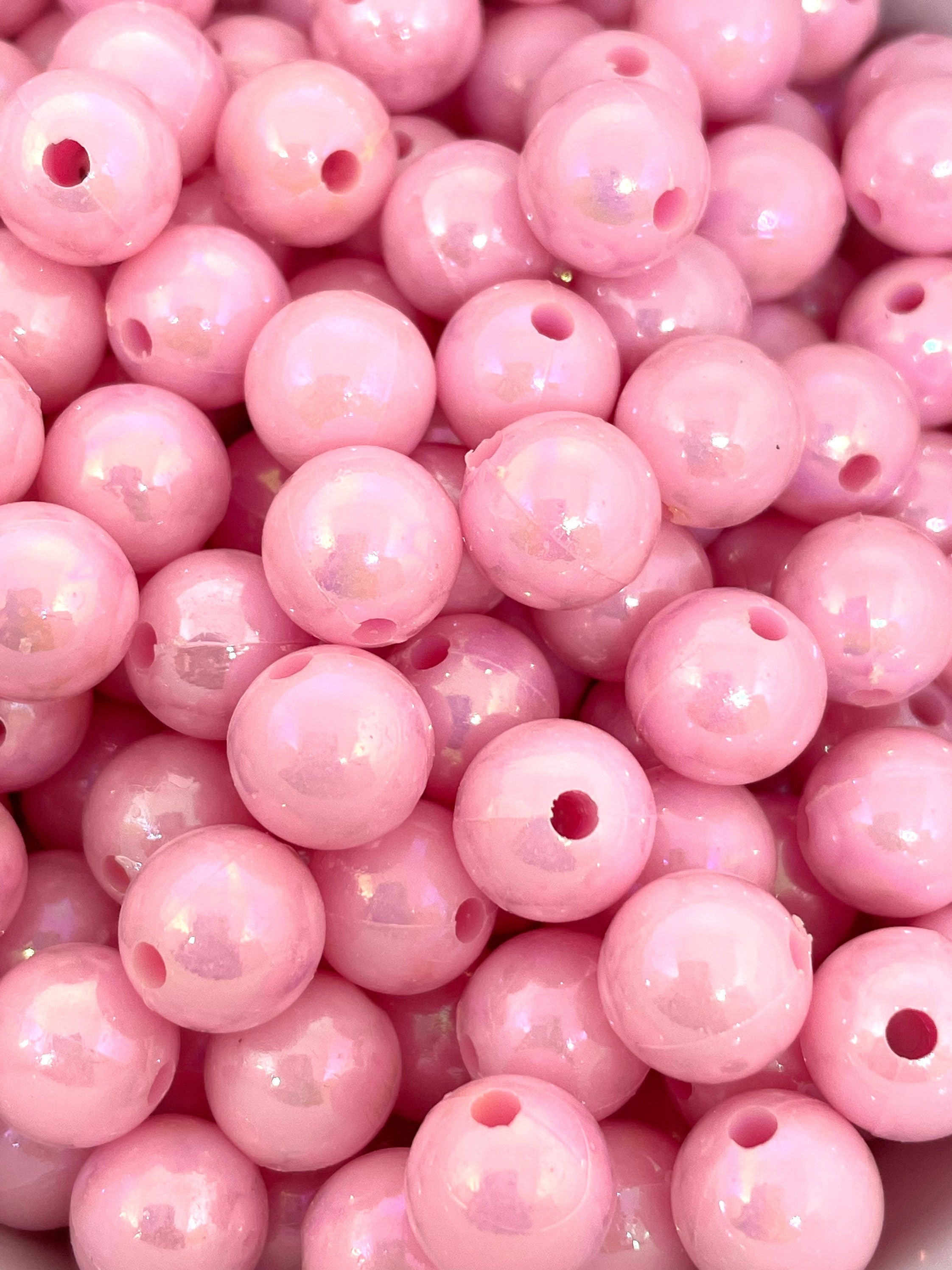 10mm Shiny Pink Pastel Beads